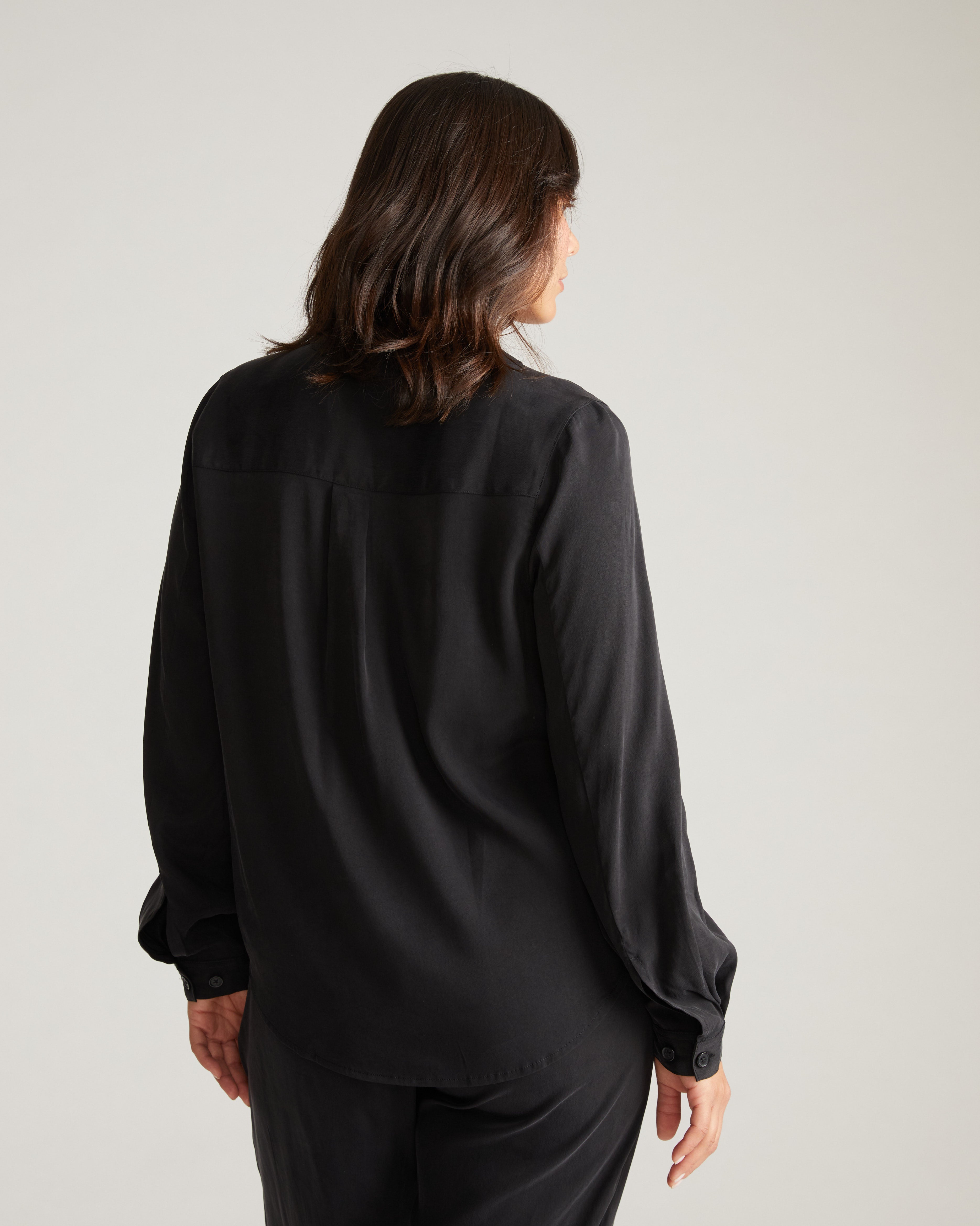 Cooling Stretch Cupro Button-Down Blouse - Black – Universal Standard