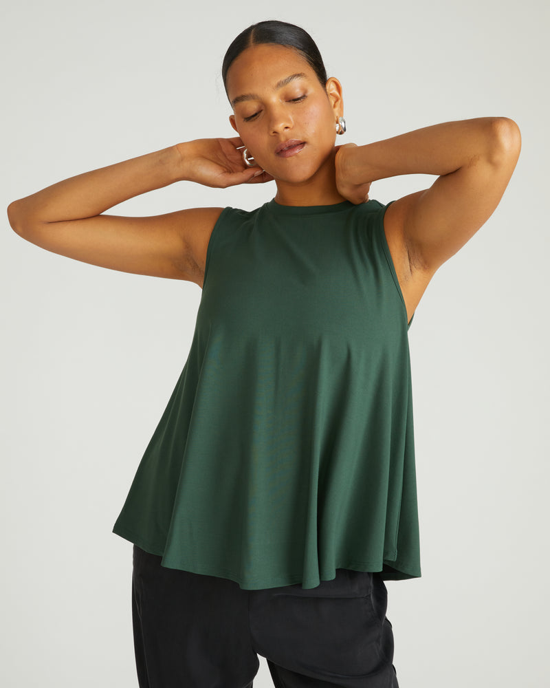 Heatwave Divine Jersey Flared Tank - Conifer