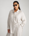 Toni Hi Low Tunic - White/Beige Stripe