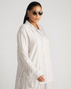 Toni Hi Low Tunic - White/Beige Stripe