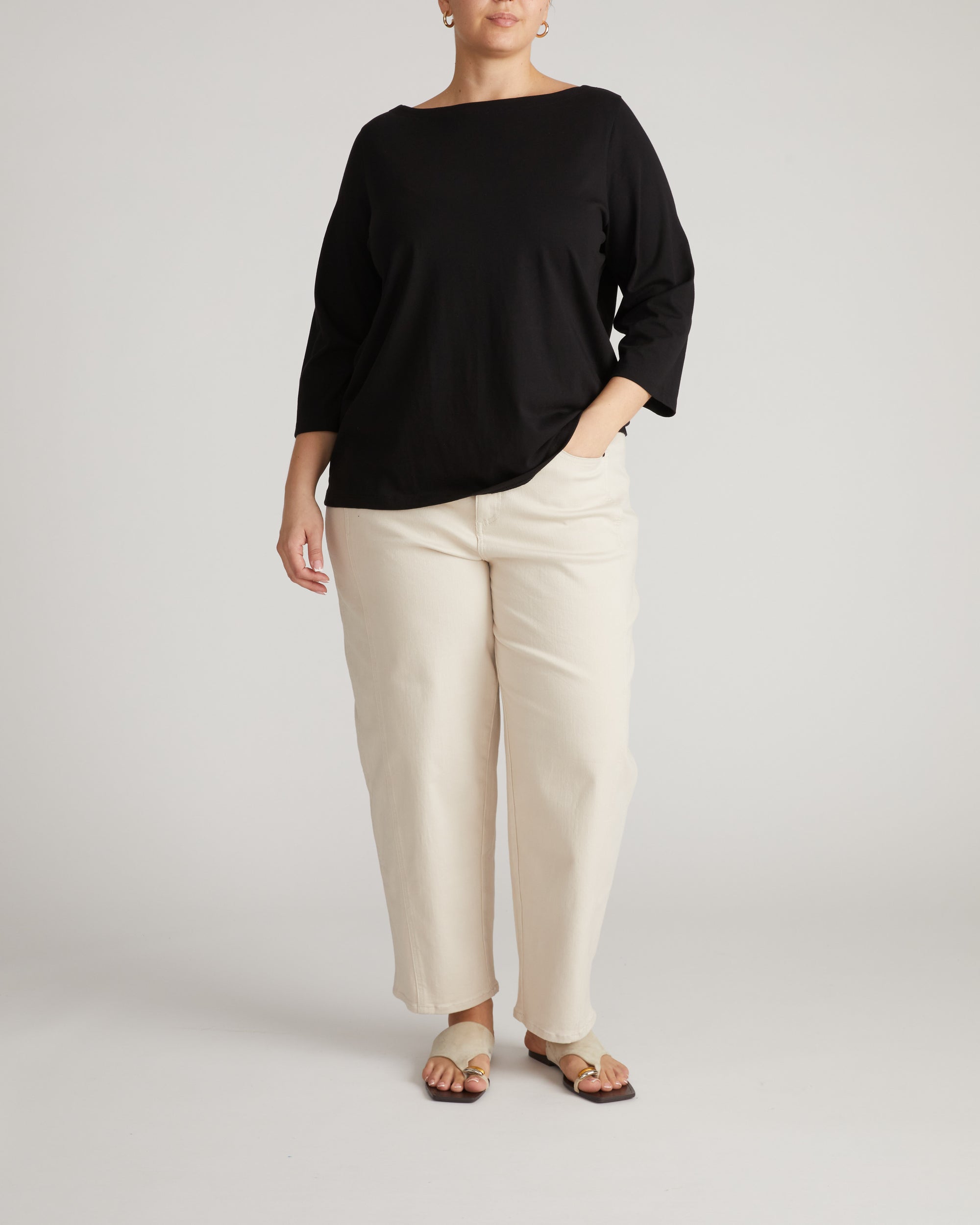 Belle Breton Stripe Jersey Tee - Solid Black | Plus Size & Straight Size Women's Fashion | Universal Standard