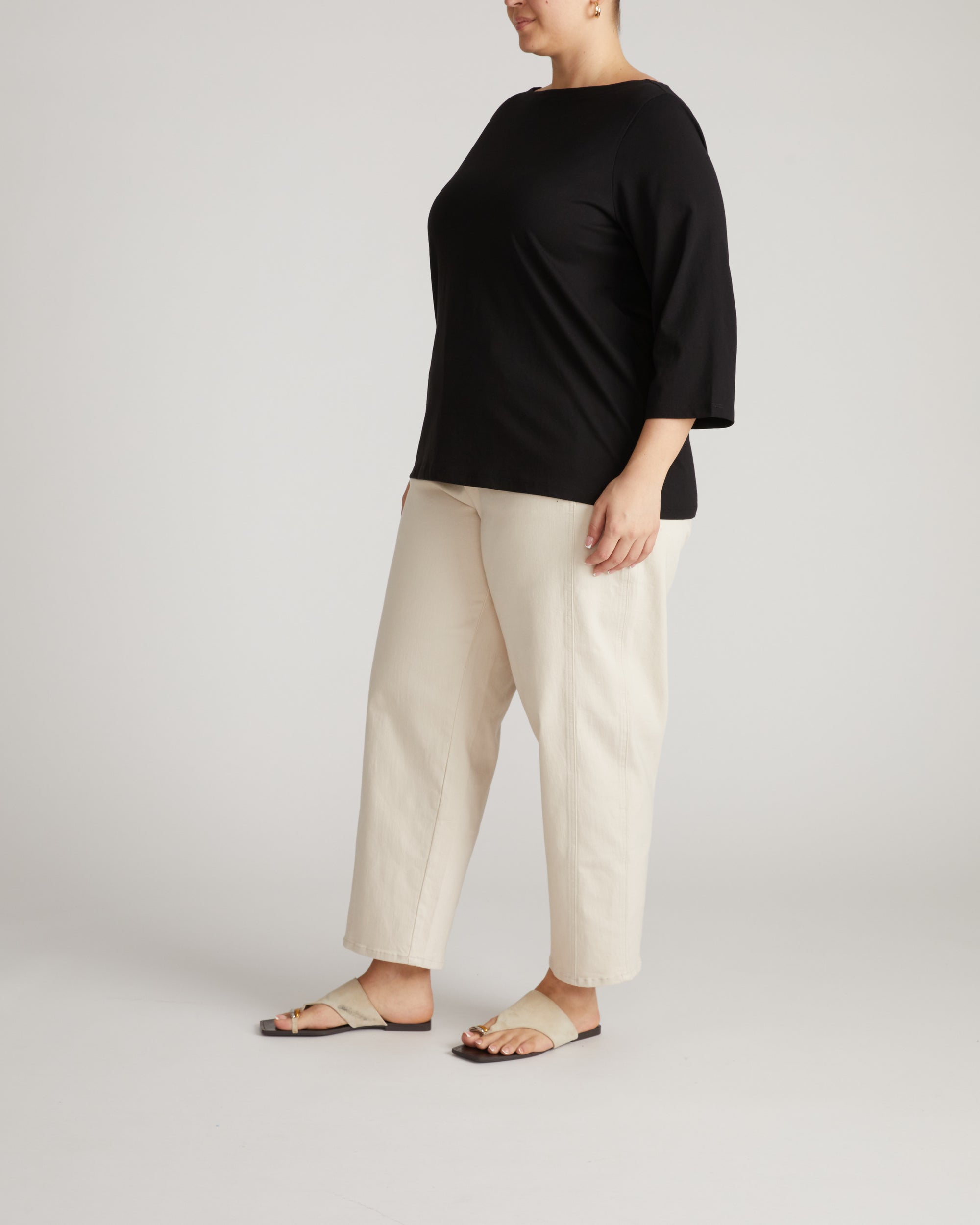 Belle Breton Stripe Jersey Tee - Solid Black | Plus Size & Straight Size Women's Fashion | Universal Standard