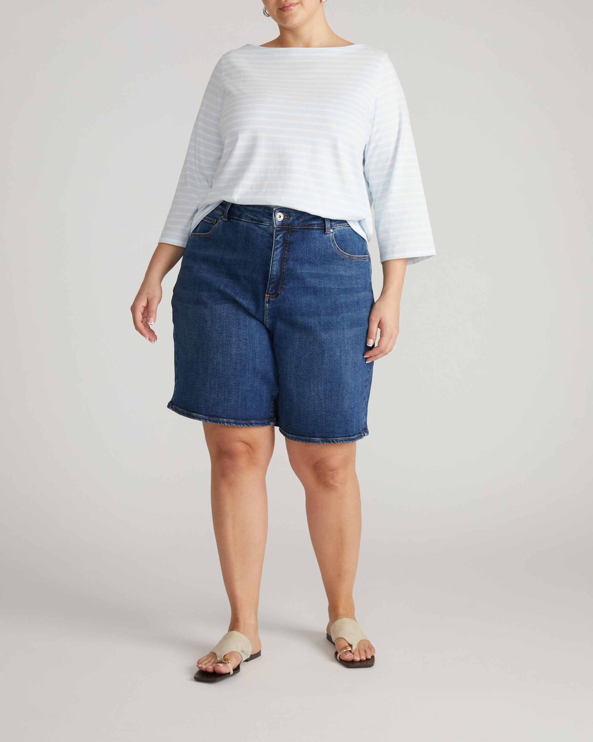 Belle Breton Stripe Jersey Tee - Pale Blue/White Stripe | Plus Size & Straight Size Women's Fashion | Universal Standard