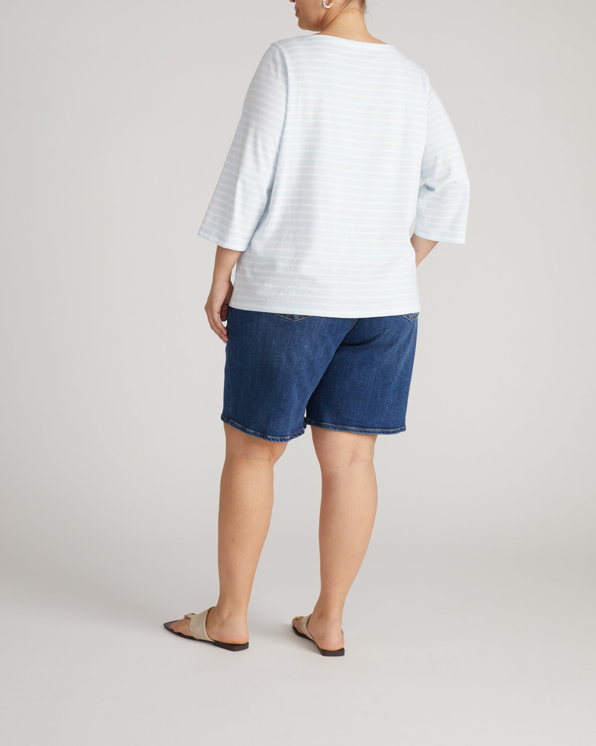 Belle Breton Stripe Jersey Tee - Pale Blue/White Stripe | Plus Size & Straight Size Women's Fashion | Universal Standard