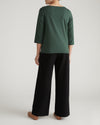 Belle Breton Stripe Jersey Tee - Solid Conifer | Plus Size & Straight Size Women's Fashion | Universal Standard