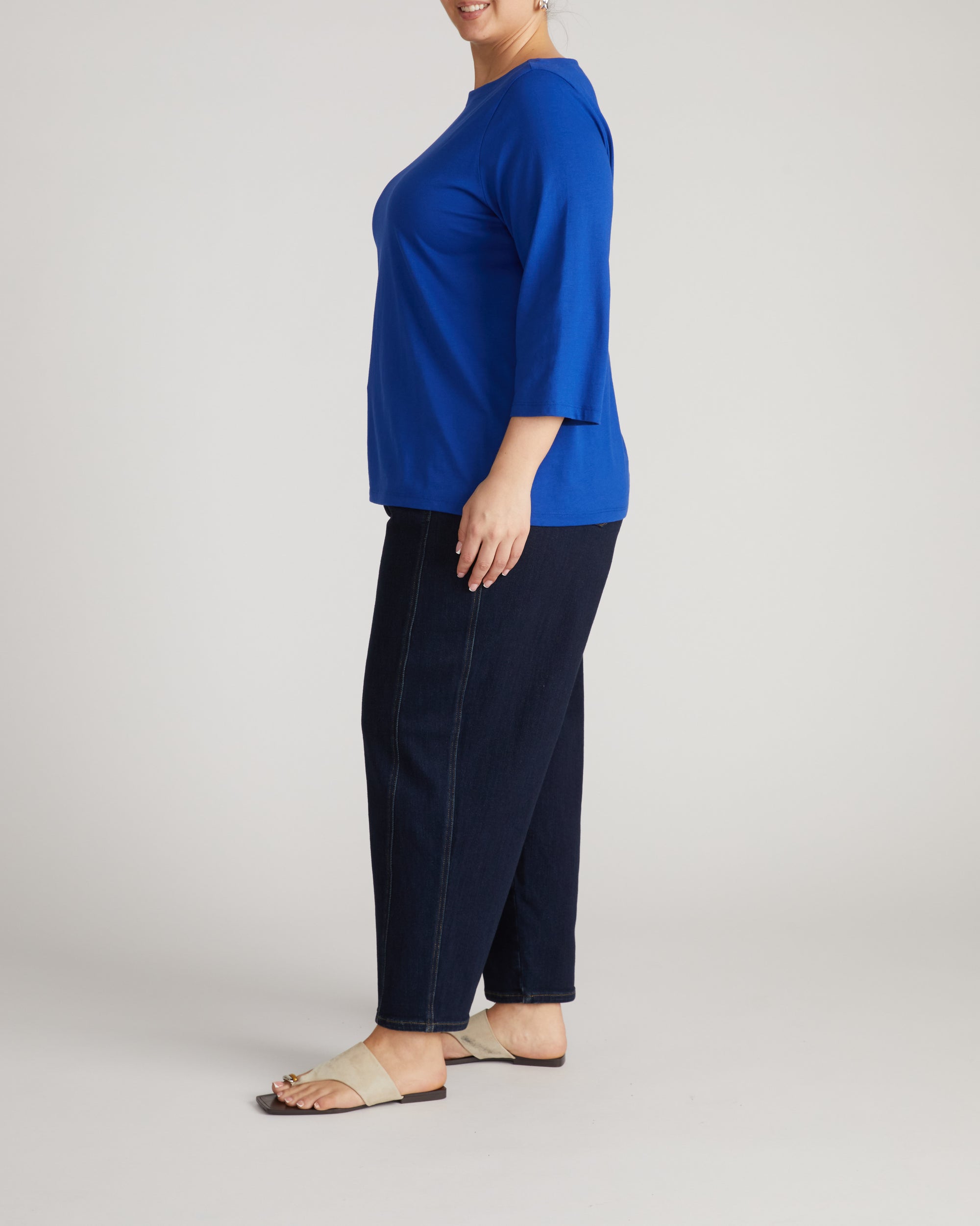 Belle Breton Stripe Jersey Tee - Solid Ultramarine | Plus Size & Straight Size Women's Fashion | Universal Standard