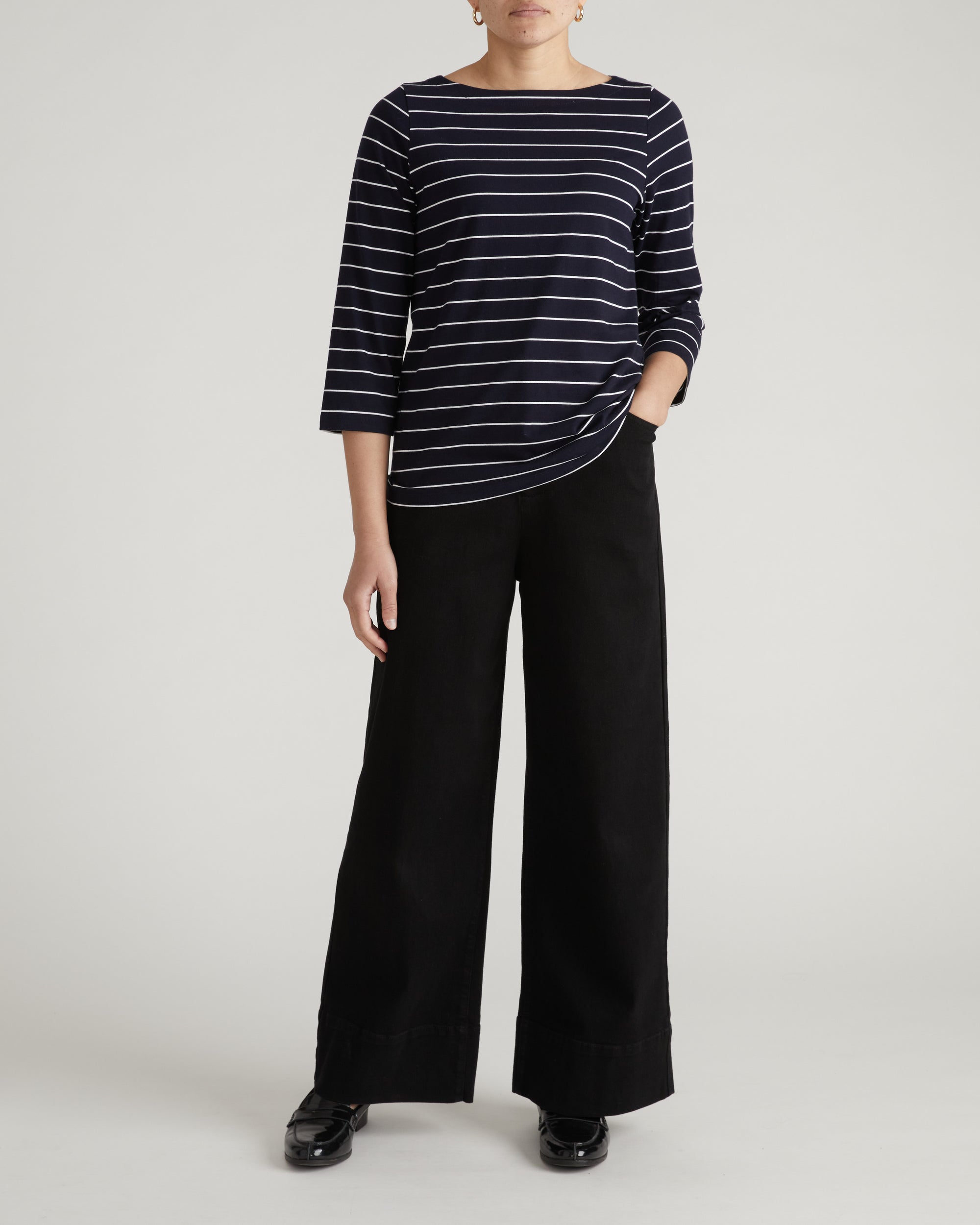 Belle Breton Stripe Jersey Tee - Navy Pinstripe | Plus Size & Straight Size Women's Fashion | Universal Standard