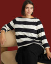 Belle Breton Stripe Jersey Tee - Ecru/Black Rugby Stripe