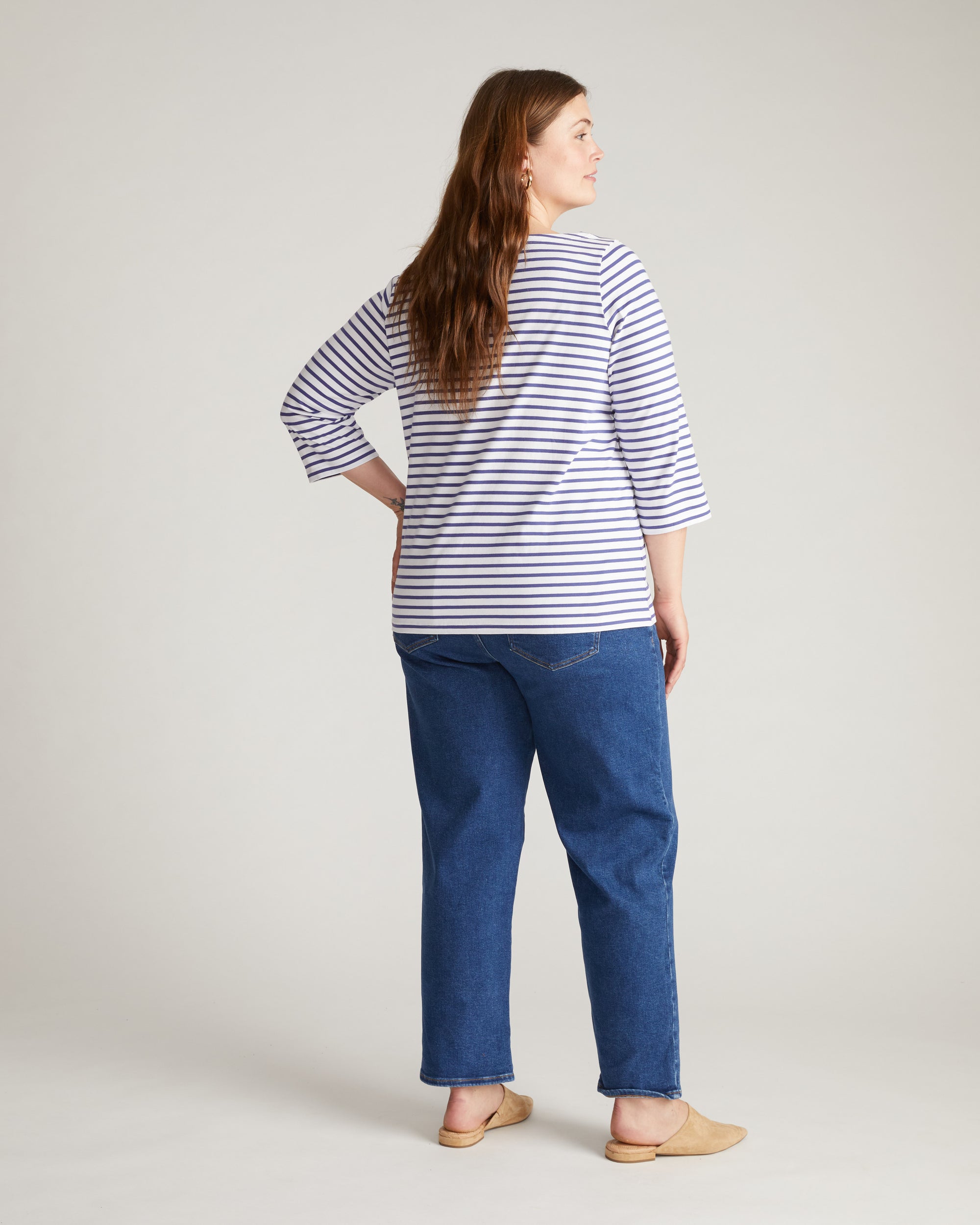 Belle Breton Stripe Jersey Tee - White/Classic Navy Stripe