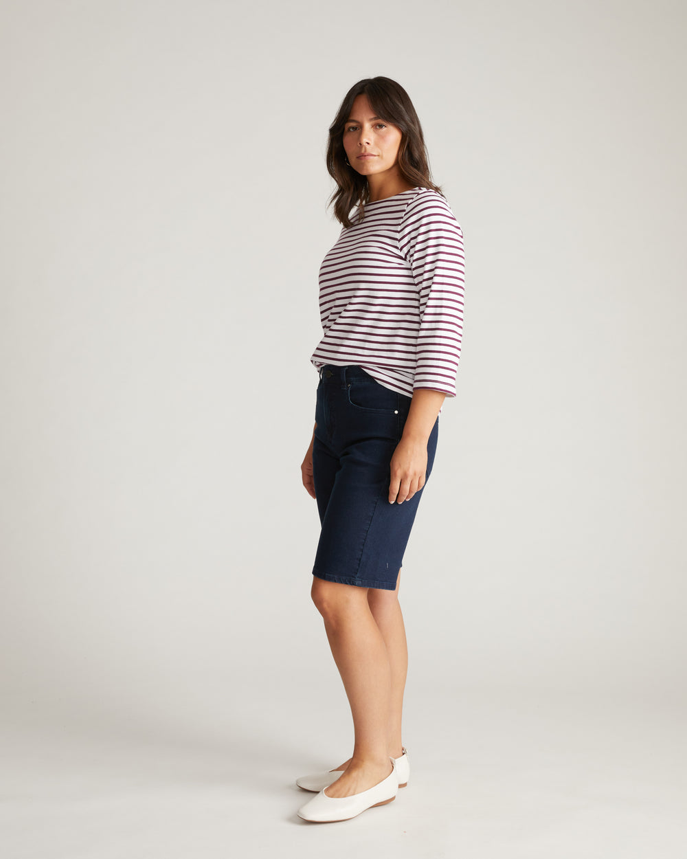 Belle Breton Stripe Jersey Tee - White/Gamay Stripe