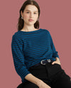 Belle Breton Stripe Jersey Tee - Deep Teal/Black Stripe