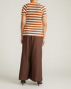 Woman wearing Carey Ribbed Top - Baker Street Stripe from Universal Standard