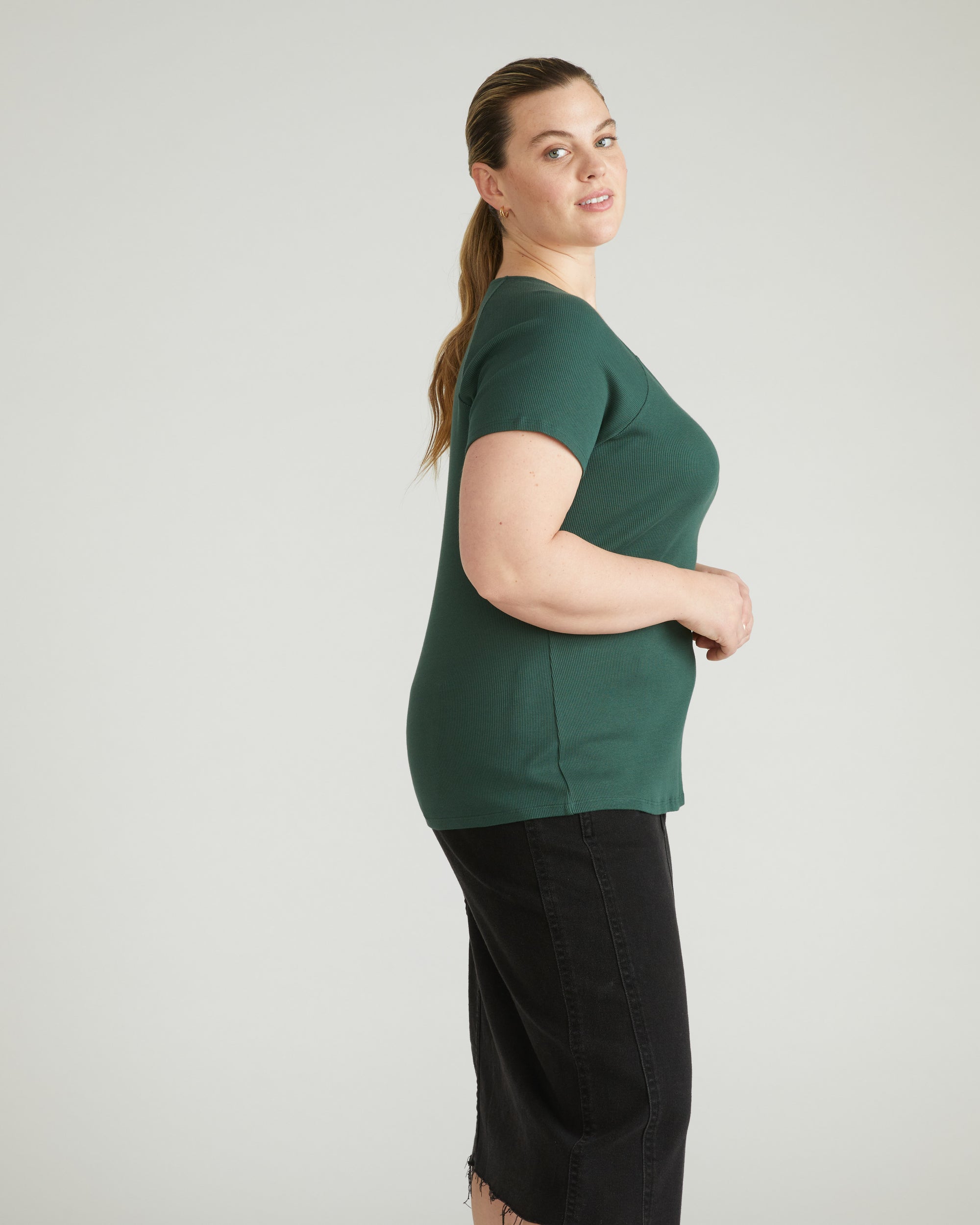 Carey Ribbed Top - Conifer