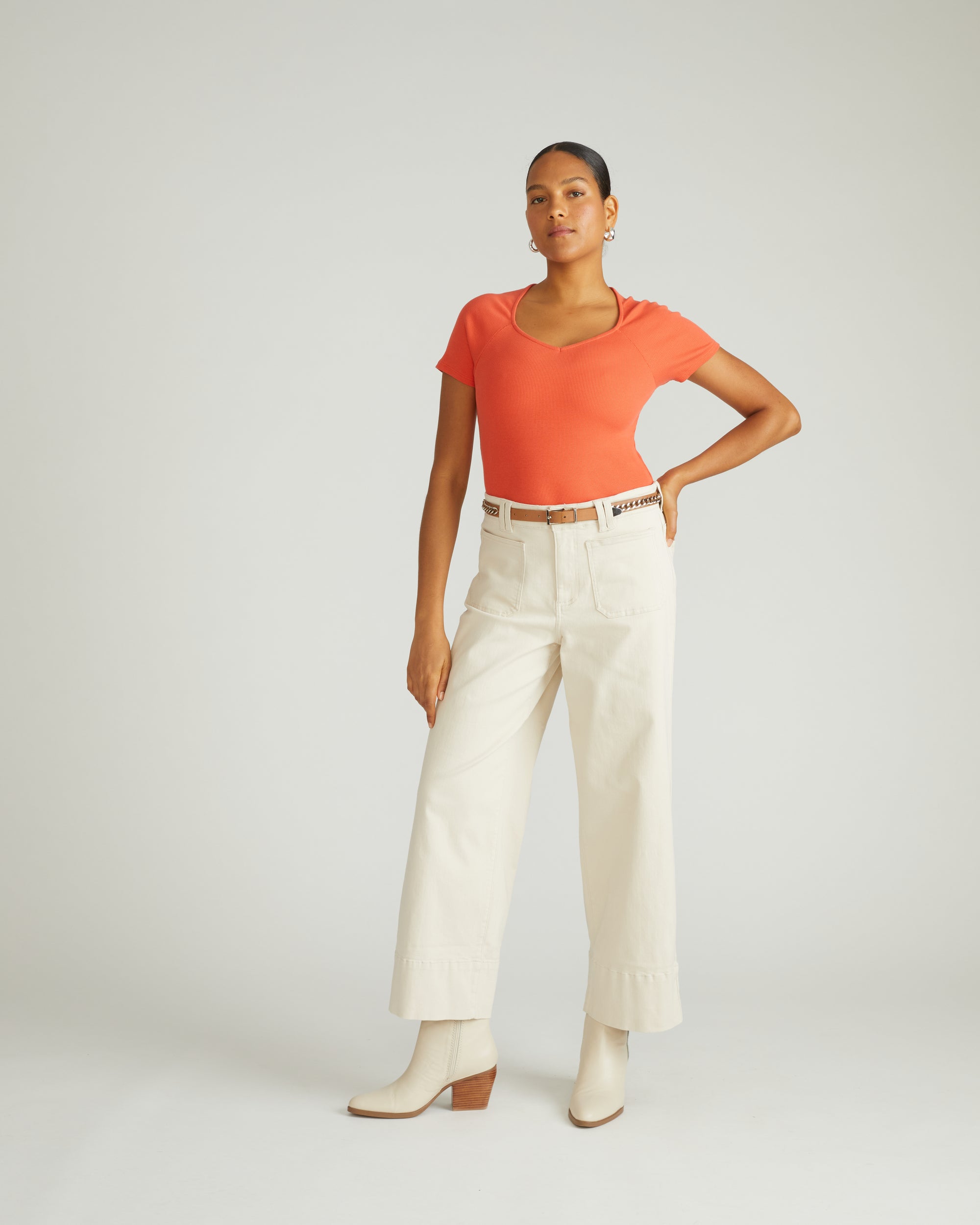 Carey Ribbed Top - Coral Reef