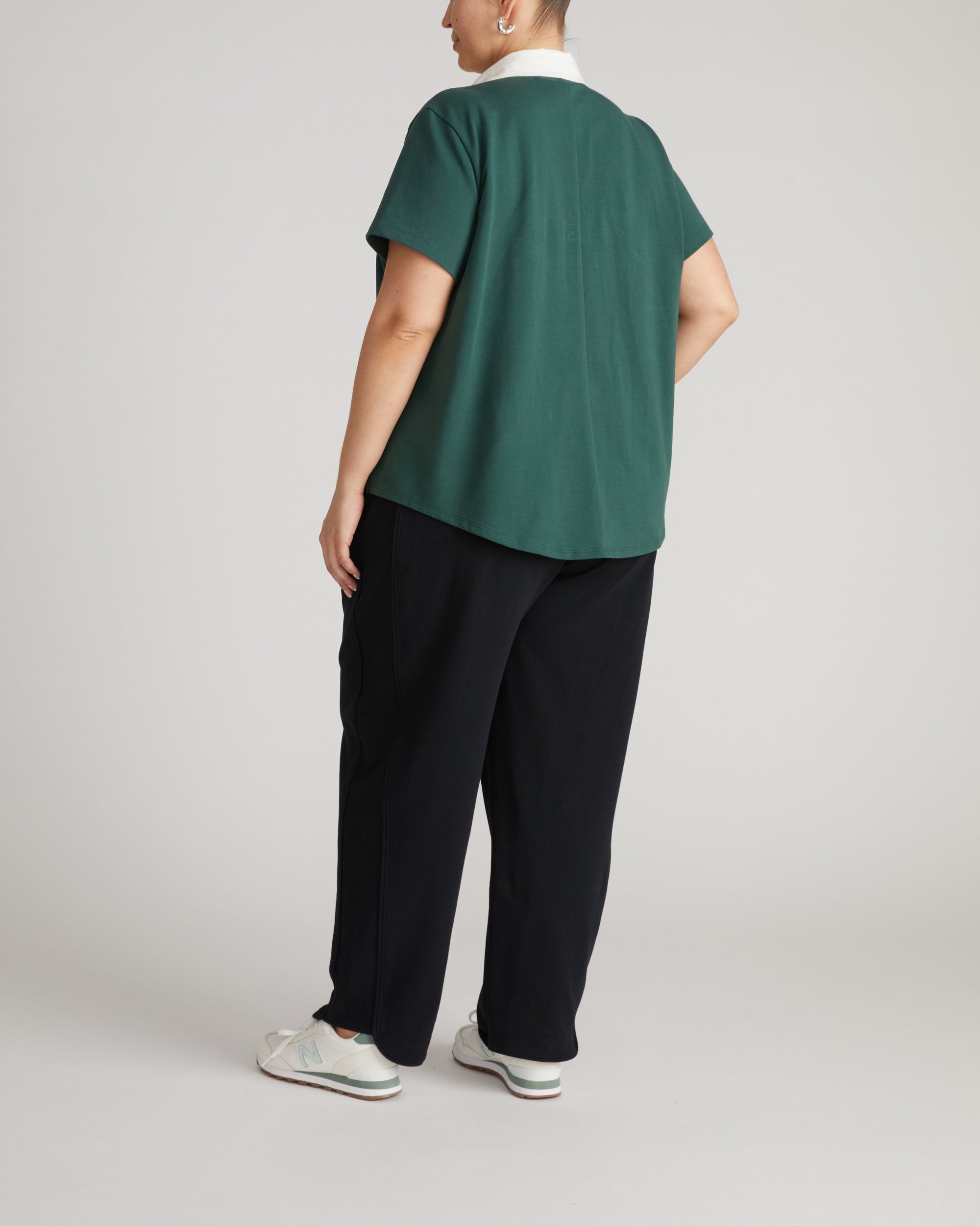 Varsity French Terry Polo Top - Forest Green/White | Plus Size & Straight Size Women's Fashion | Universal Standard