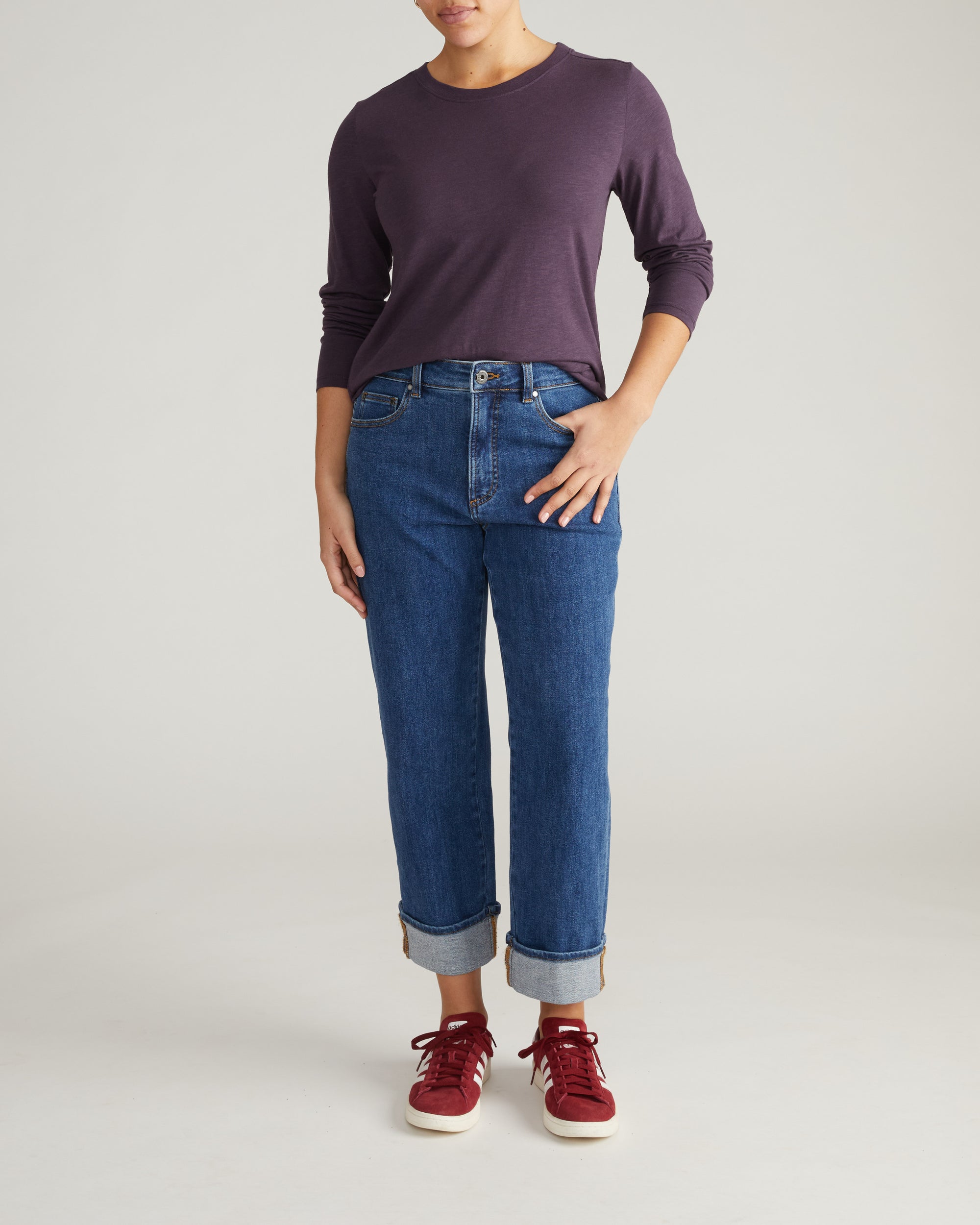 Light-As-Air Long Sleeve Crew Neck Tee - Purple Jewel | Plus Size & Straight Size Women's Fashion | Universal Standard