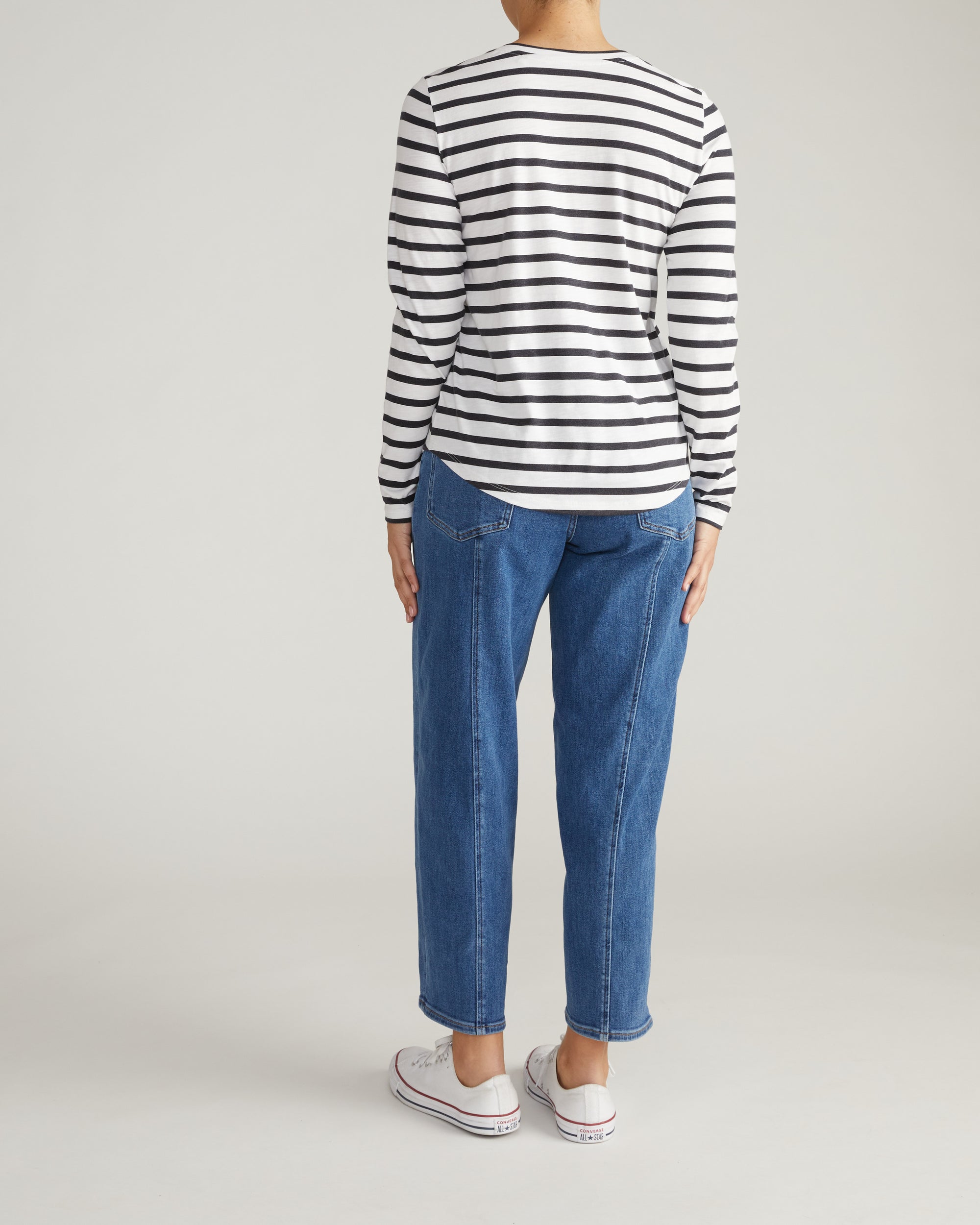 Light-As-Air Long Sleeve V Neck Tee - Zen Stripe | Plus Size & Straight Size Women's Fashion | Universal Standard