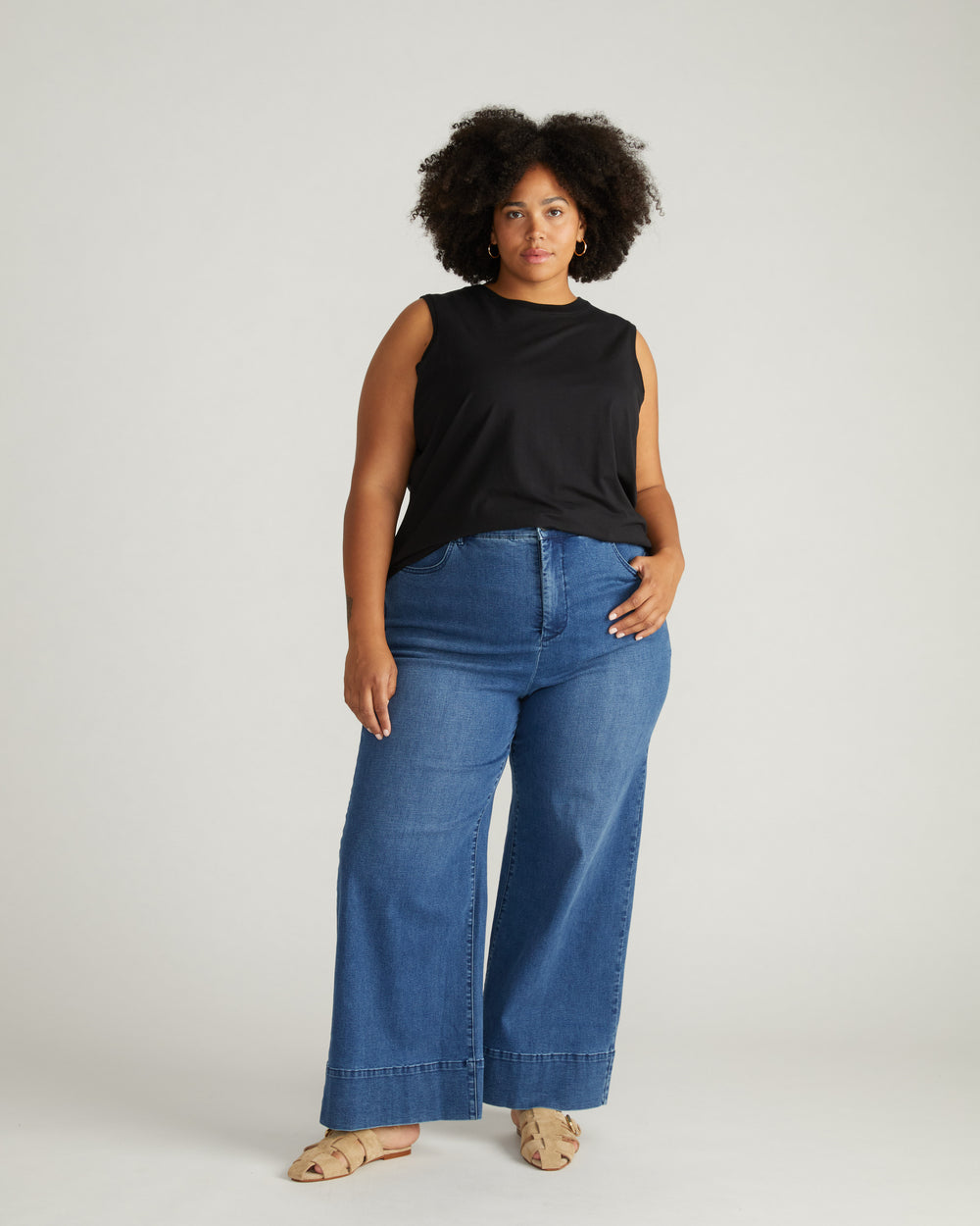 Carrie High Rise Wide Leg Jeans - True Blue