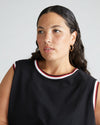 Patti Muscle Tank - Black/Striped Trim
