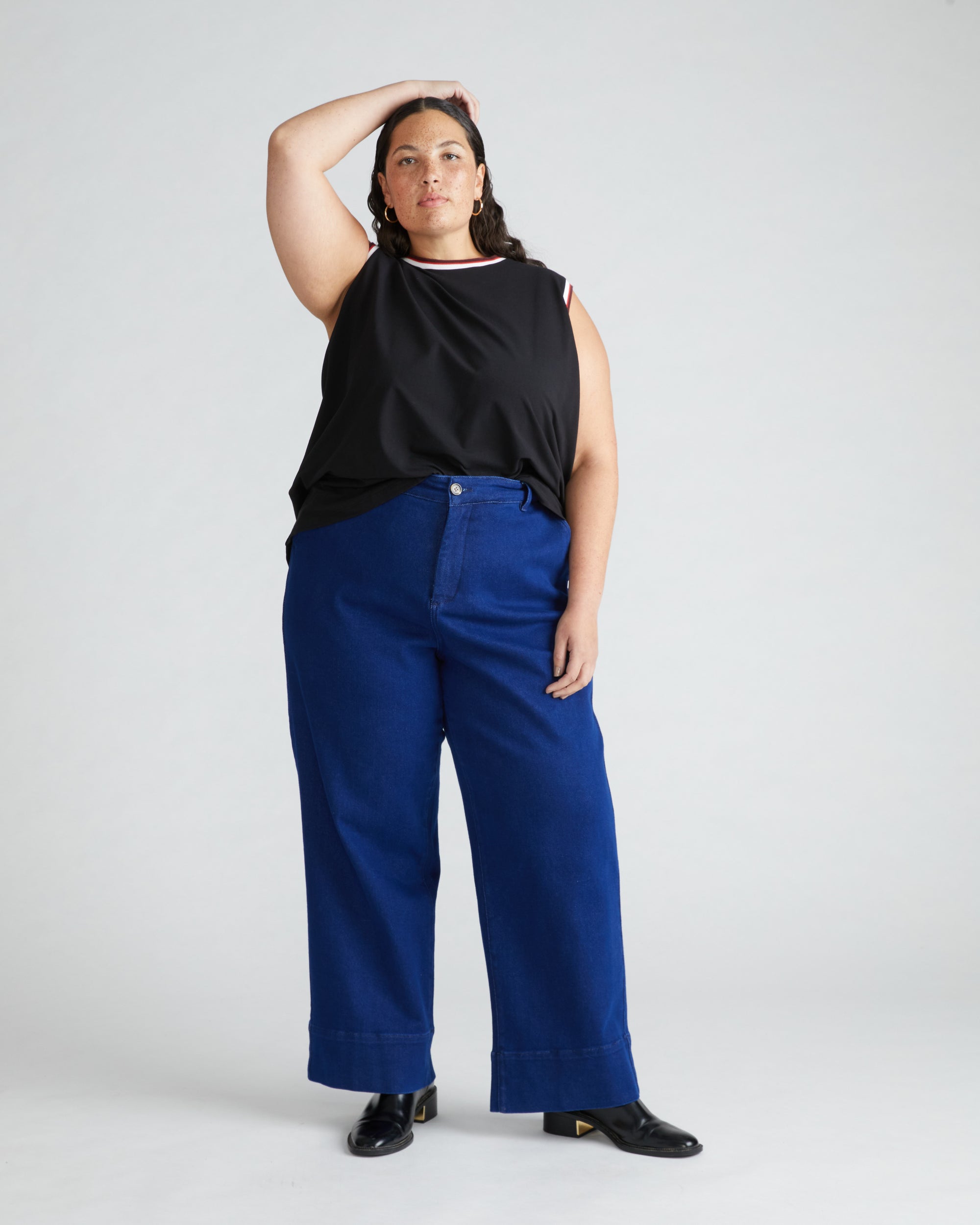Patti Muscle Tank - Black/Striped Trim | Plus Size & Straight Size Women's Fashion | Universal Standard