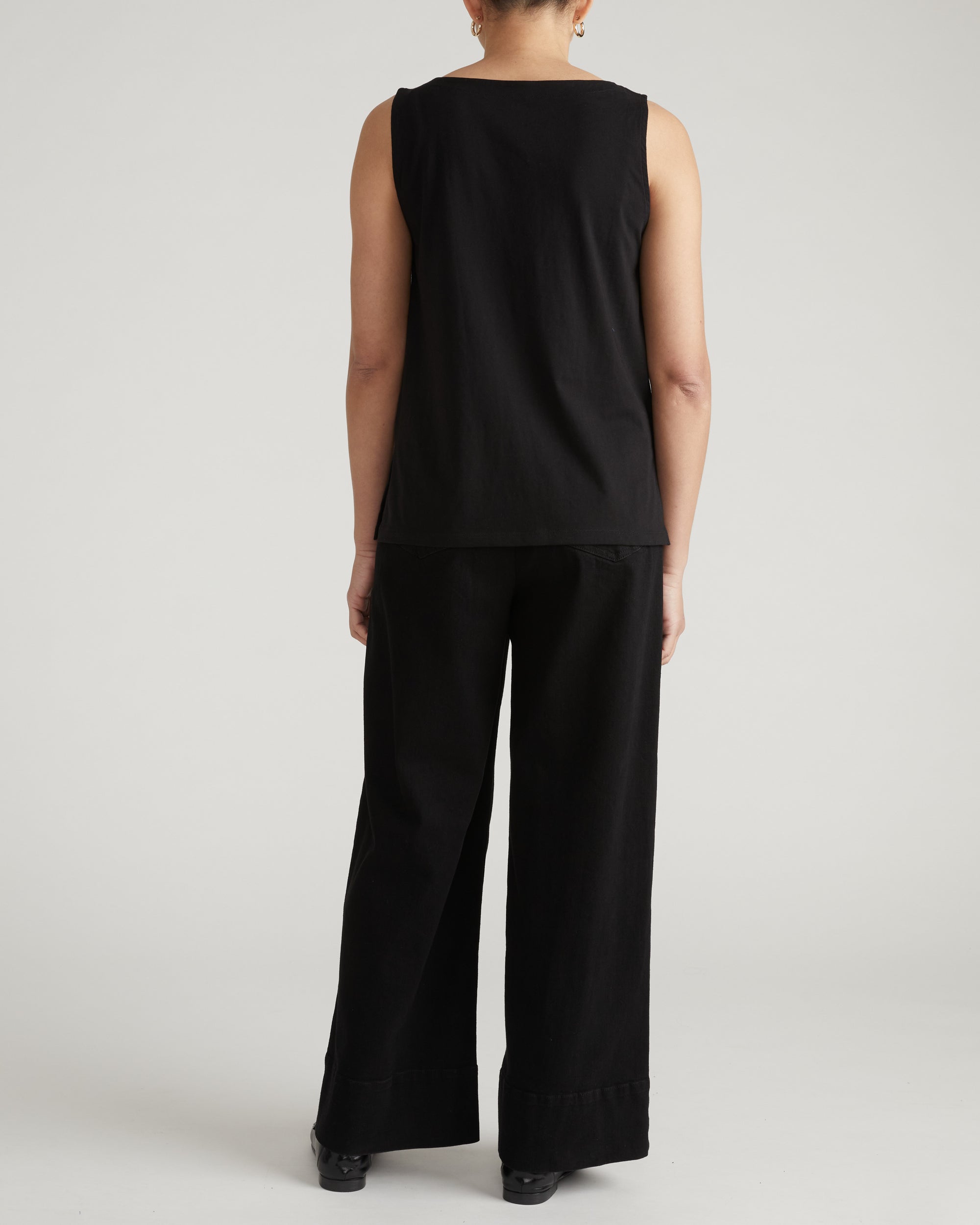 Noyack Breton Stripe Boatneck Tank - Solid Black | Plus Size & Straight Size Women's Fashion | Universal Standard