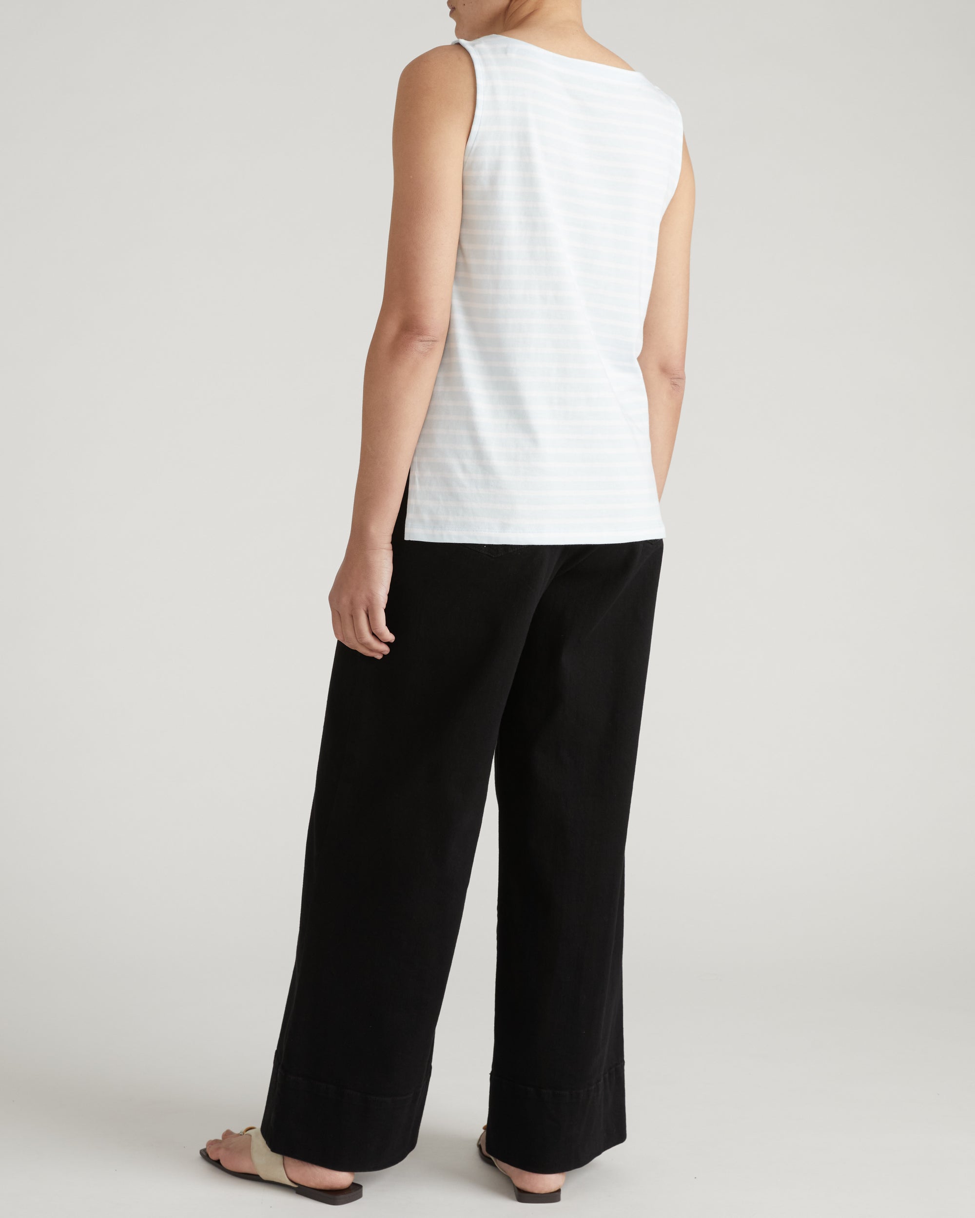Noyack Breton Stripe Boatneck Tank - Pale Blue/White Stripe | Plus Size & Straight Size Women's Fashion | Universal Standard