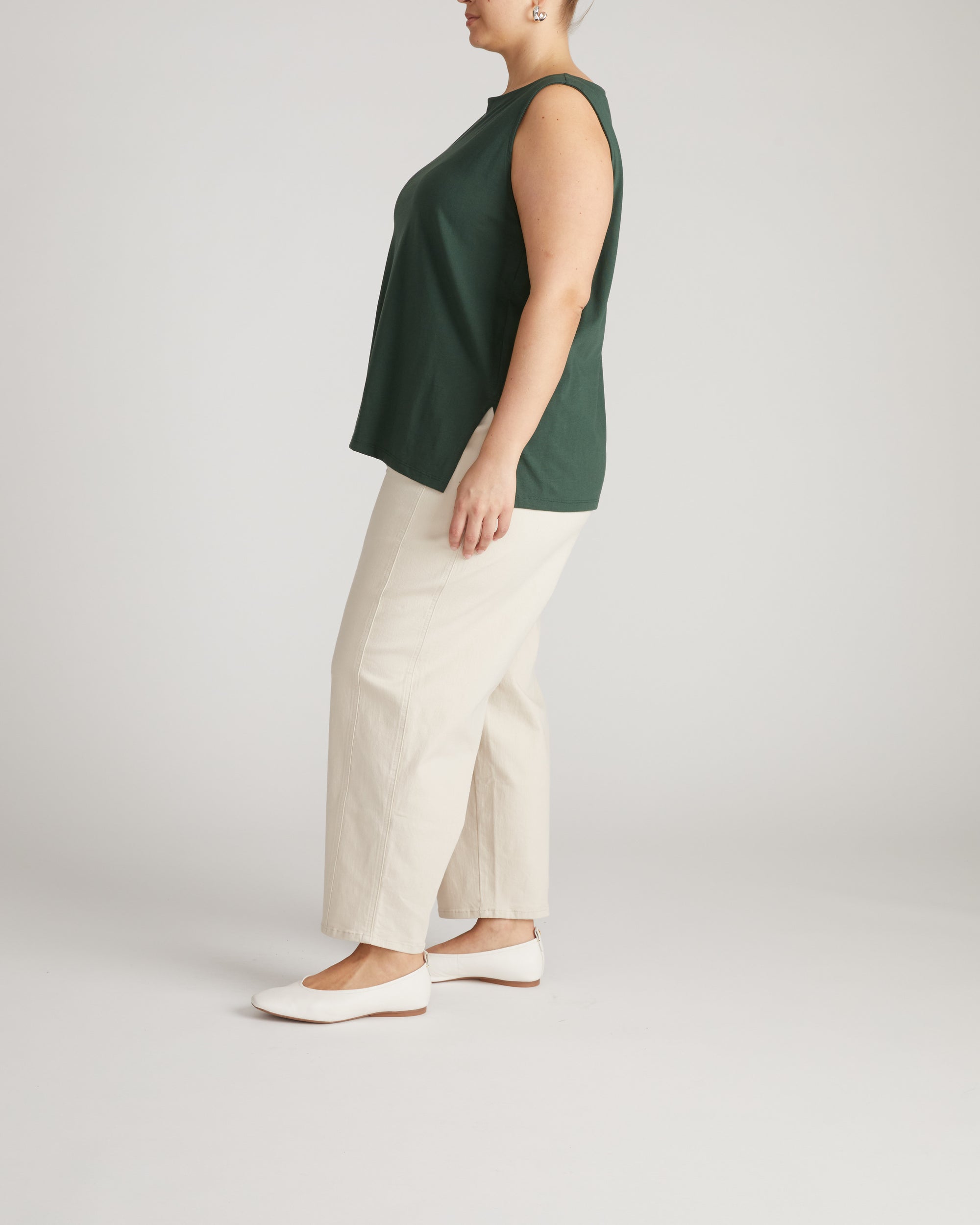 Noyack Breton Stripe Boatneck Tank - Solid Conifer | Plus Size & Straight Size Women's Fashion | Universal Standard