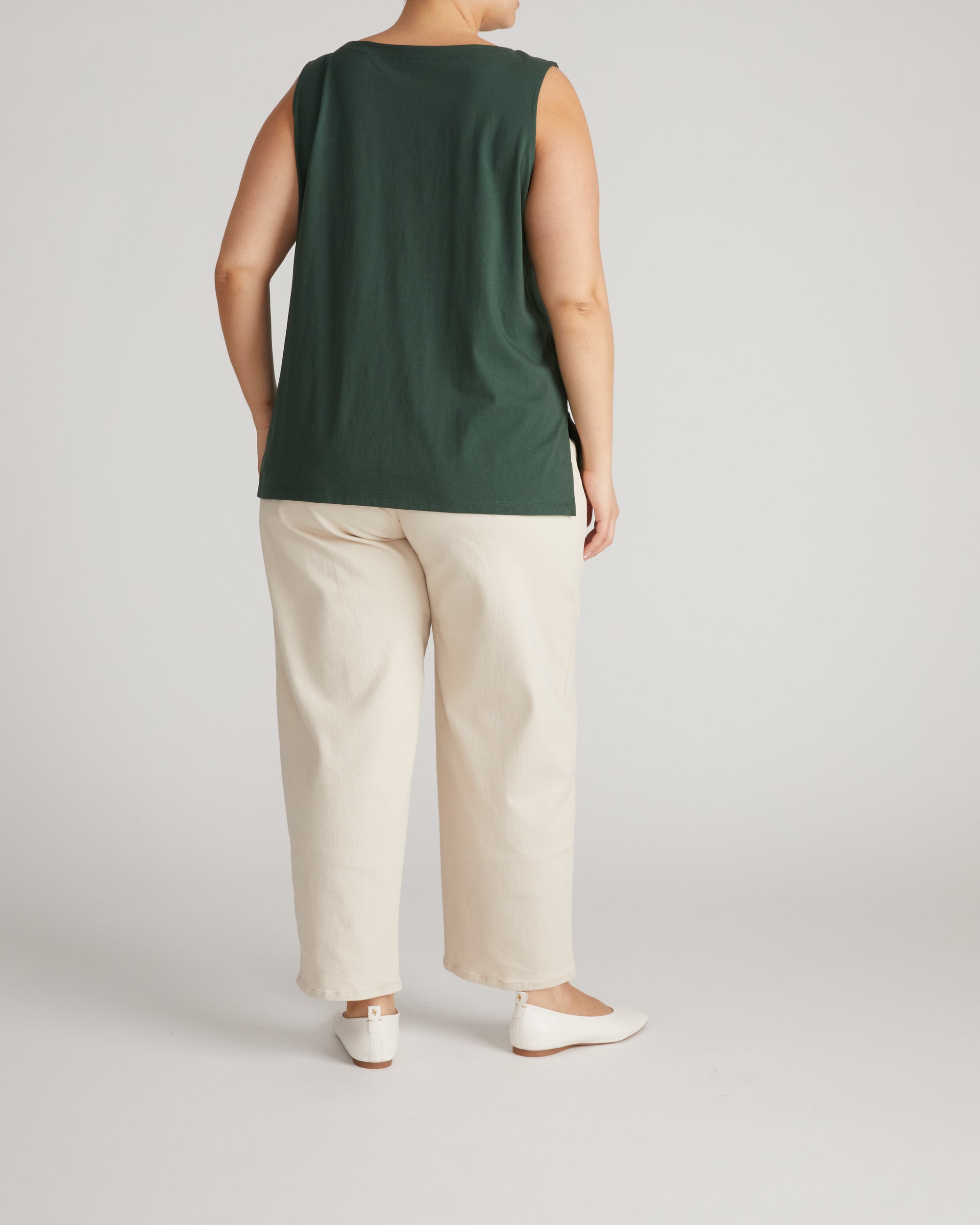 Noyack Breton Stripe Boatneck Tank - Solid Conifer | Plus Size & Straight Size Women's Fashion | Universal Standard