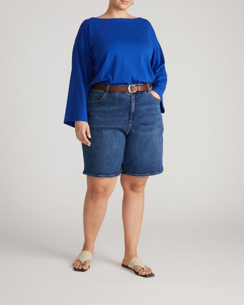 Montauk Breton Stripe Bell Sleeve Top - Solid Ultramarine