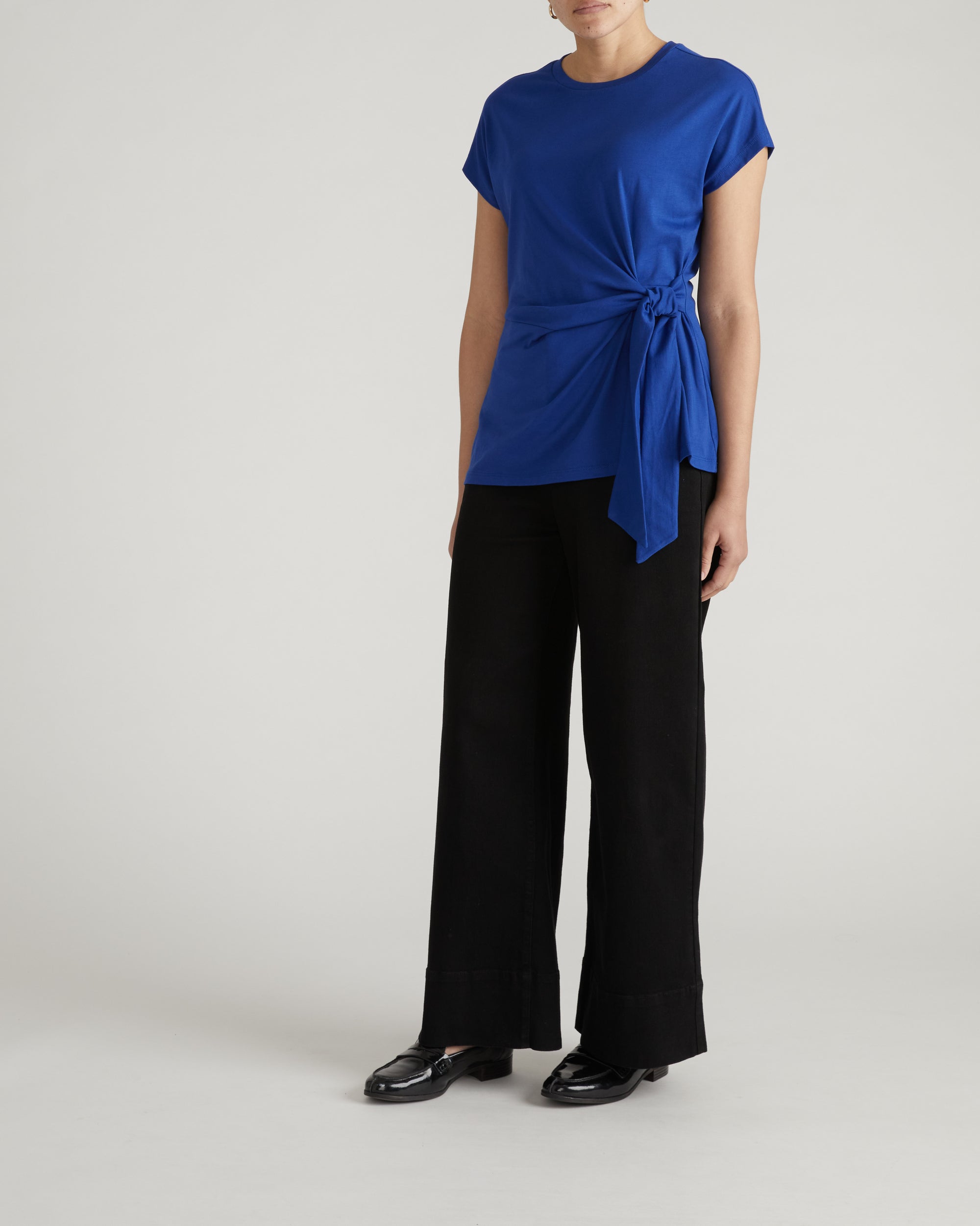 Crescent Breton Stripe Knot Tee - Solid Ultramarine | Plus Size & Straight Size Women's Fashion | Universal Standard