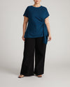 Crescent Breton Stripe Knot Tee - Deep Teal/Black Stripe | Plus Size & Straight Size Women's Fashion | Universal Standard