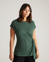 Crescent Breton Stripe Knot Tee - Solid Conifer
