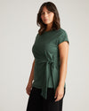 Crescent Breton Stripe Knot Tee - Solid Conifer
