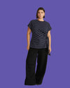 Crescent Breton Stripe Knot Tee - Navy Pinstripe