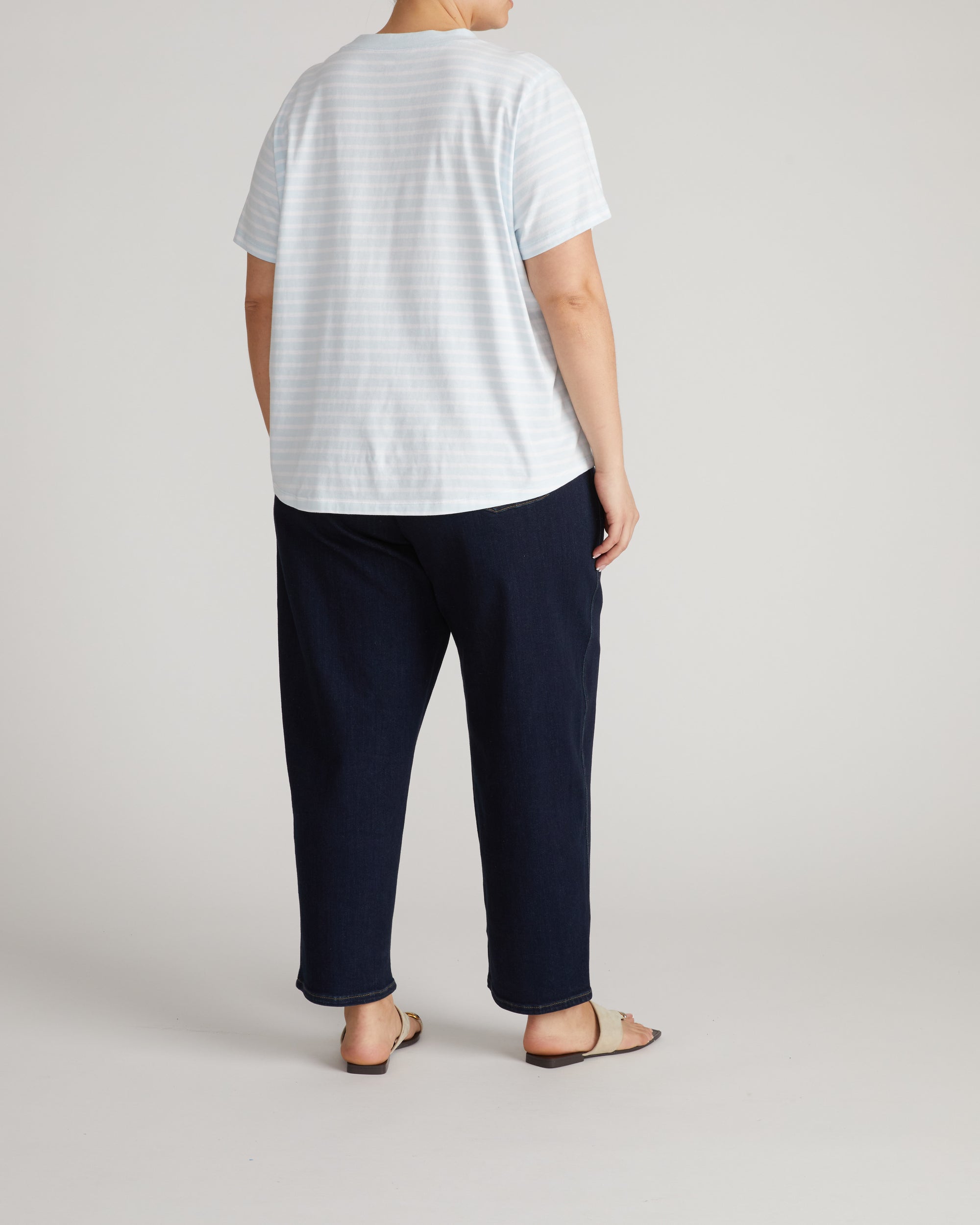 Breton Stripe Garcon Tee - Pale Blue/White Stripe | Plus Size & Straight Size Women's Fashion | Universal Standard