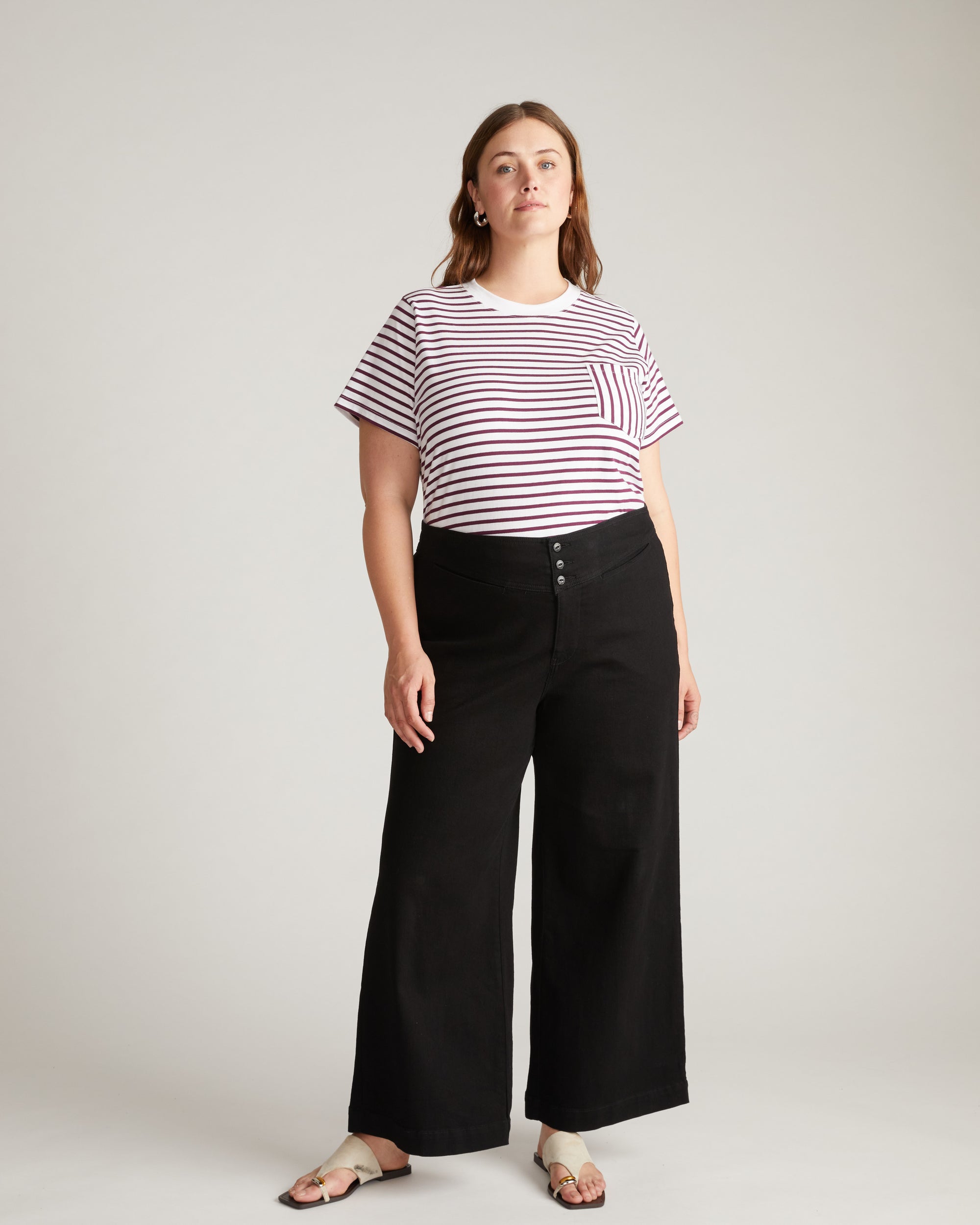 Breton Stripe Garcon Tee - White/Gamay Stripe