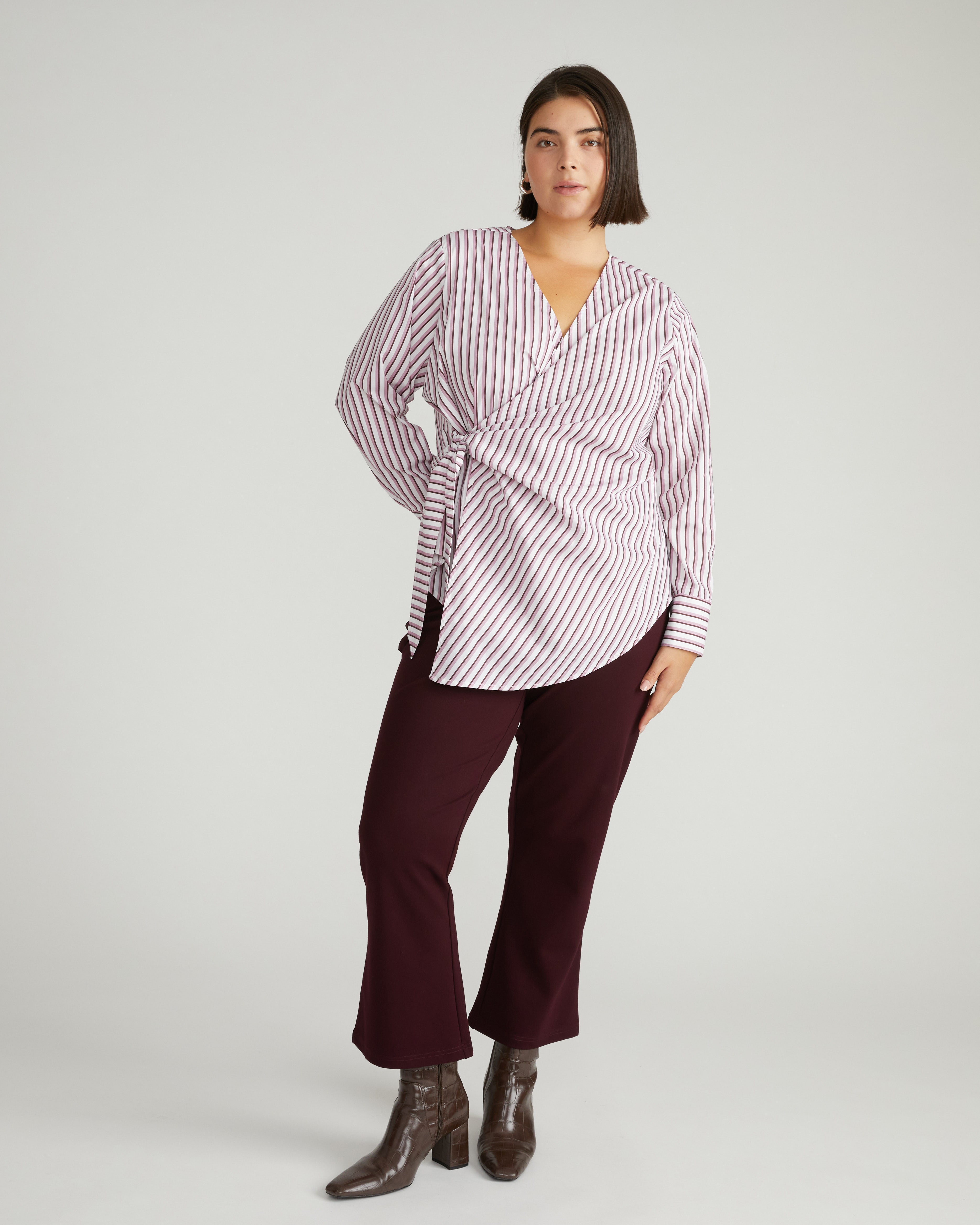 Beacon Stretch Poplin Wrap Shirt - Lilac Multi Stripe – Universal