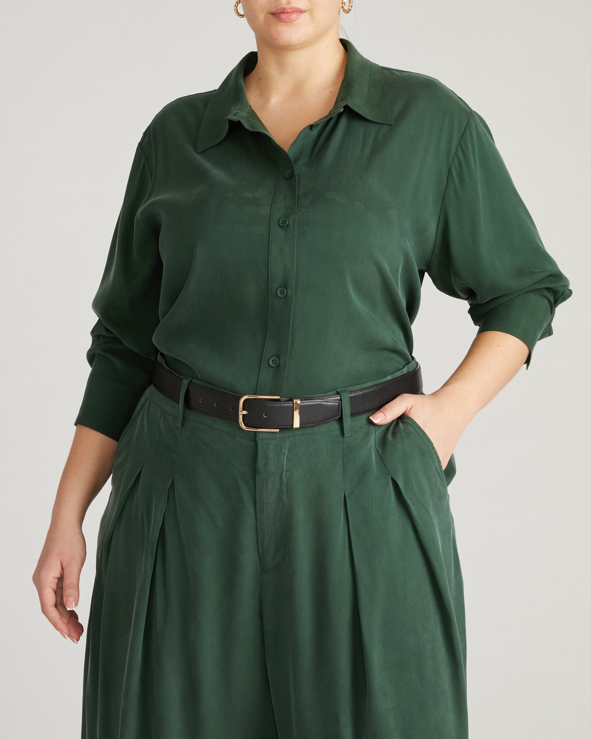 Cooling Stretch Cupro Artist Shirt - Forest Green