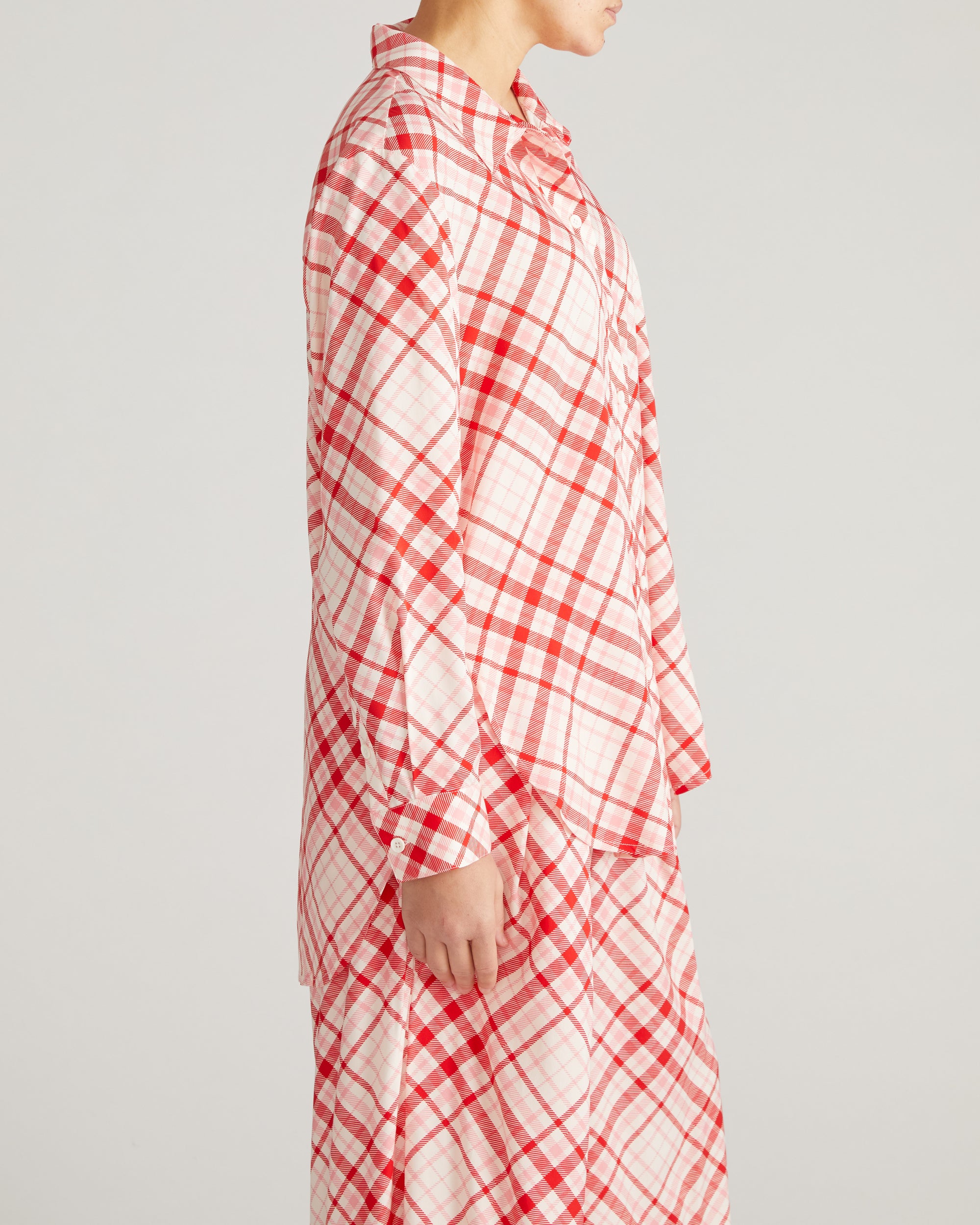 Cooling Stretch Cupro Artist Shirt - Red Plaid Print