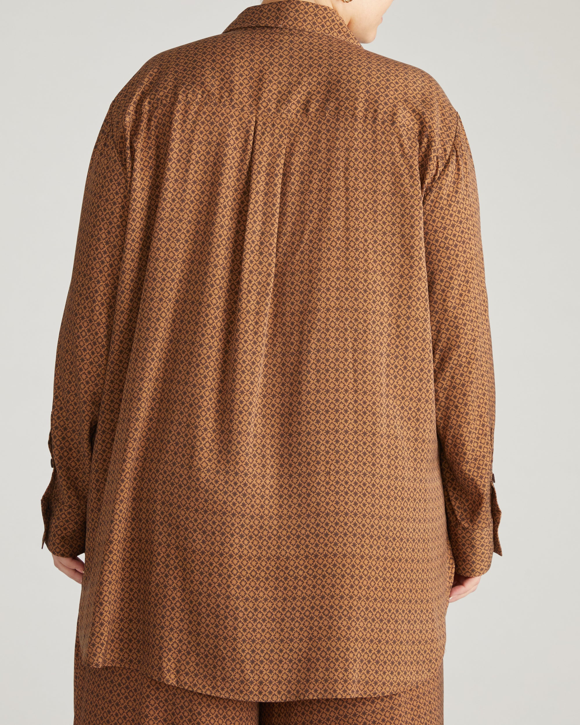 Cooling Stretch Cupro Artist Shirt - Brown Hacienda Print