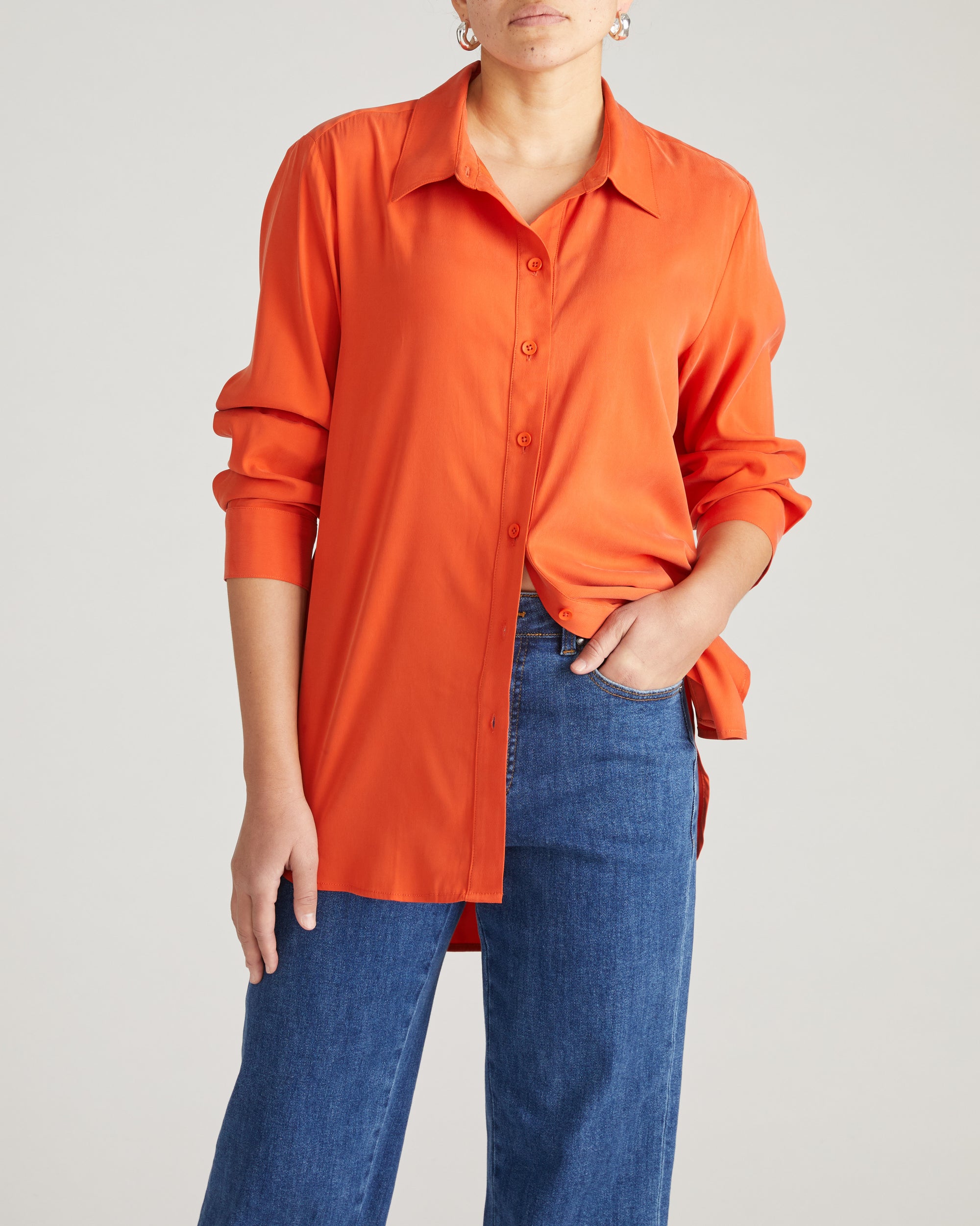 Cooling Stretch Cupro Artist Shirt - Orange Flame