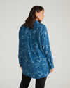 Cooling Stretch Cupro Artist Shirt - Rose Print in Deep Teal