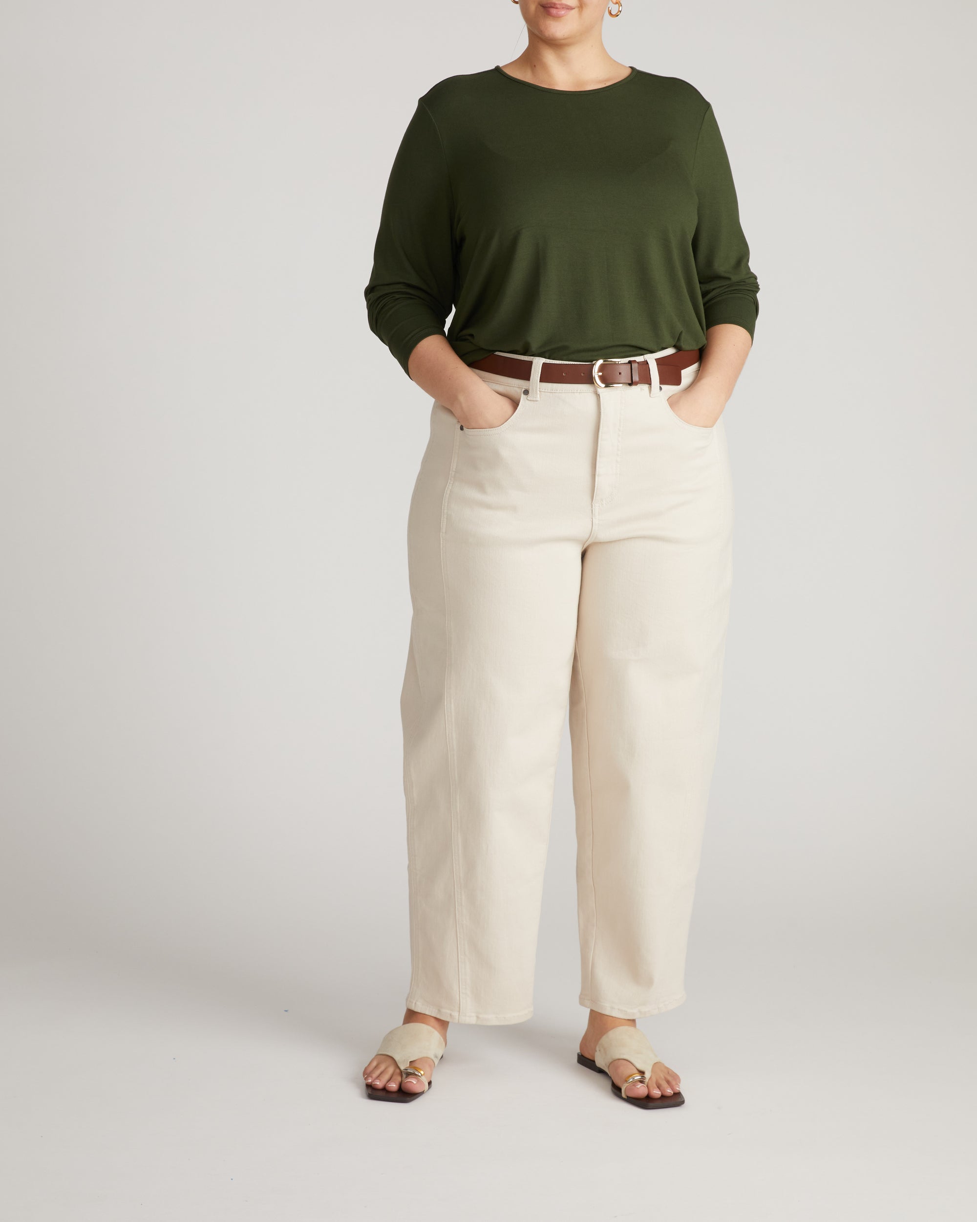Joan Liquid Jersey Long Sleeve Top - Coratina Green | Plus Size & Straight Size Women's Fashion | Universal Standard