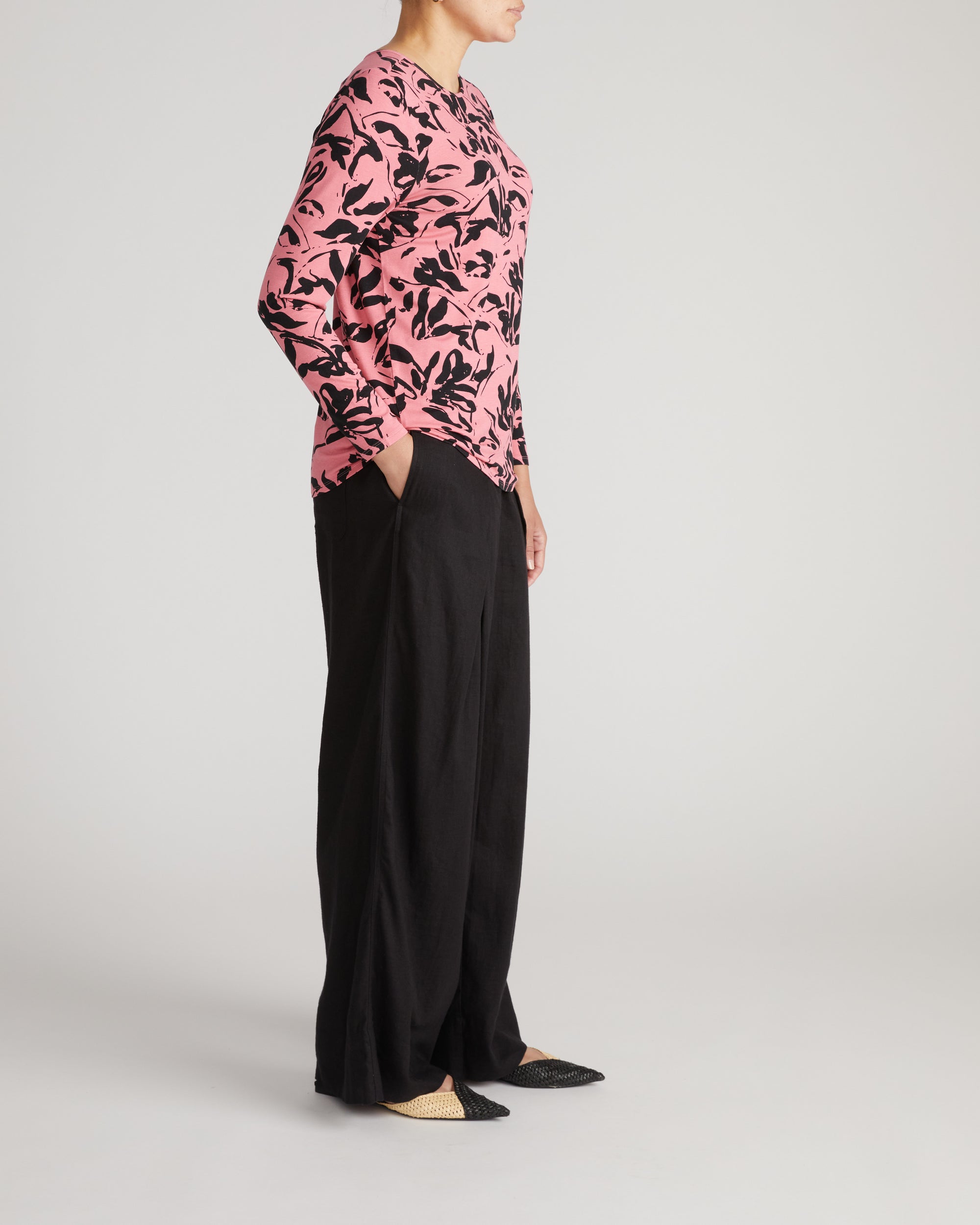 Joan Liquid Jersey Long Sleeve Top - Pink Sgraffito Print | Plus Size & Straight Size Women's Fashion | Universal Standard