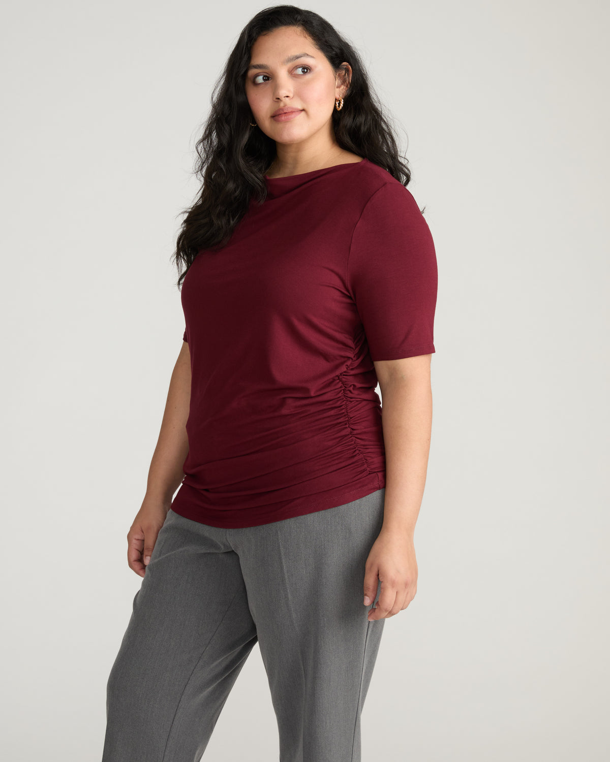 Louise Short Sleeve Liquid Jersey Top - Deep Red | Plus Size & Straight Size Women's Fashion | Universal Standard