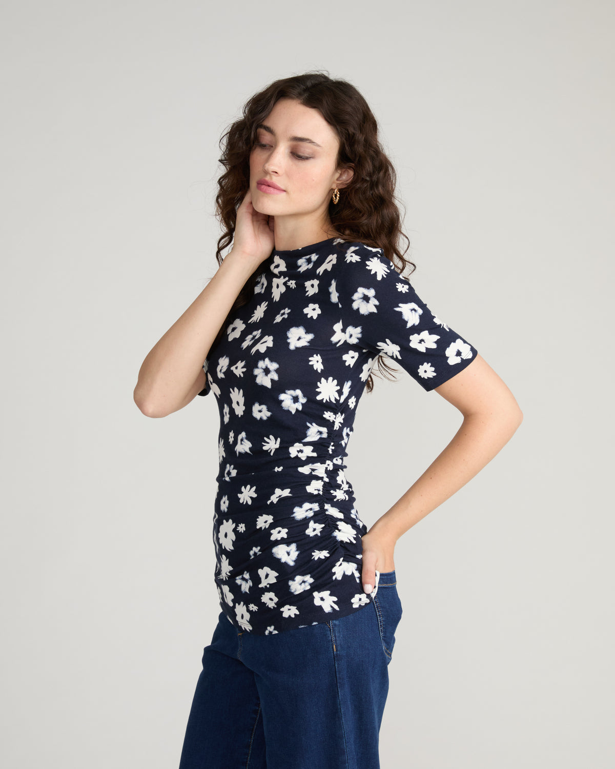 Louise Short Sleeve Liquid Jersey Top - Mystic Blossom | Plus Size & Straight Size Women's Fashion | Universal Standard