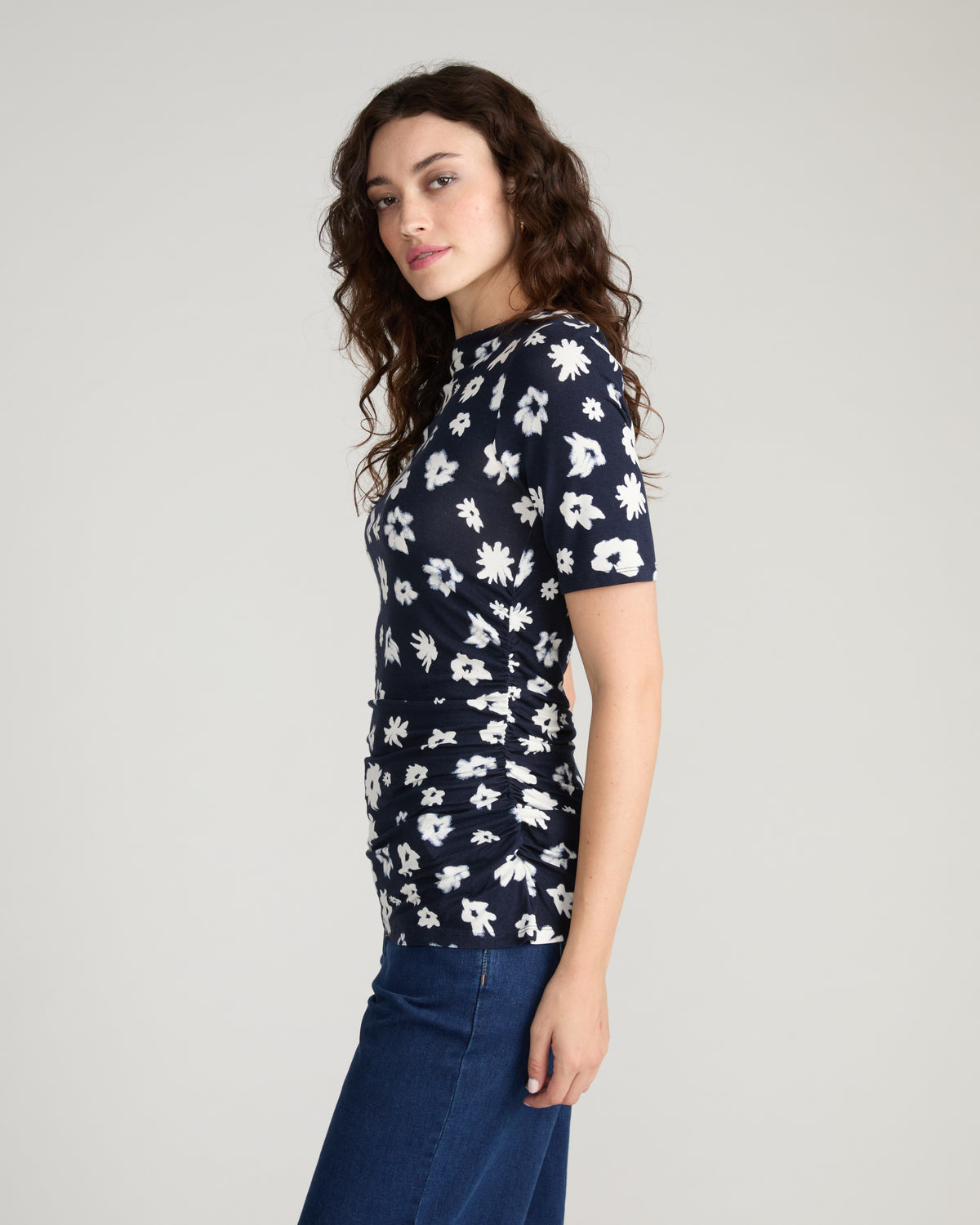 Louise Short Sleeve Liquid Jersey Top - Mystic Blossom | Plus Size & Straight Size Women's Fashion | Universal Standard