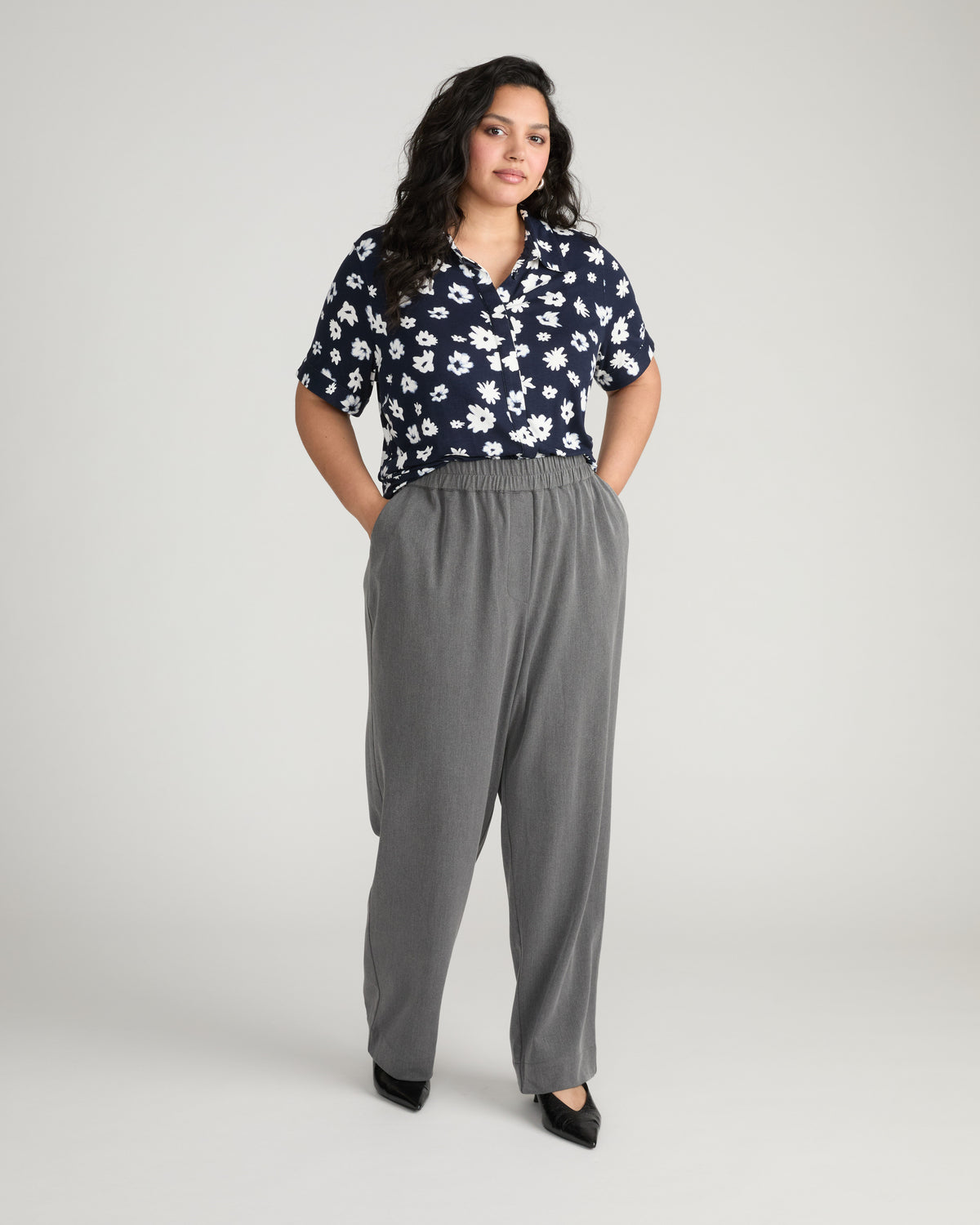Chelsea Liquid Jersey Short Sleeve Shirt - Mystic Blossom | Plus Size & Straight Size Women's Fashion | Universal Standard