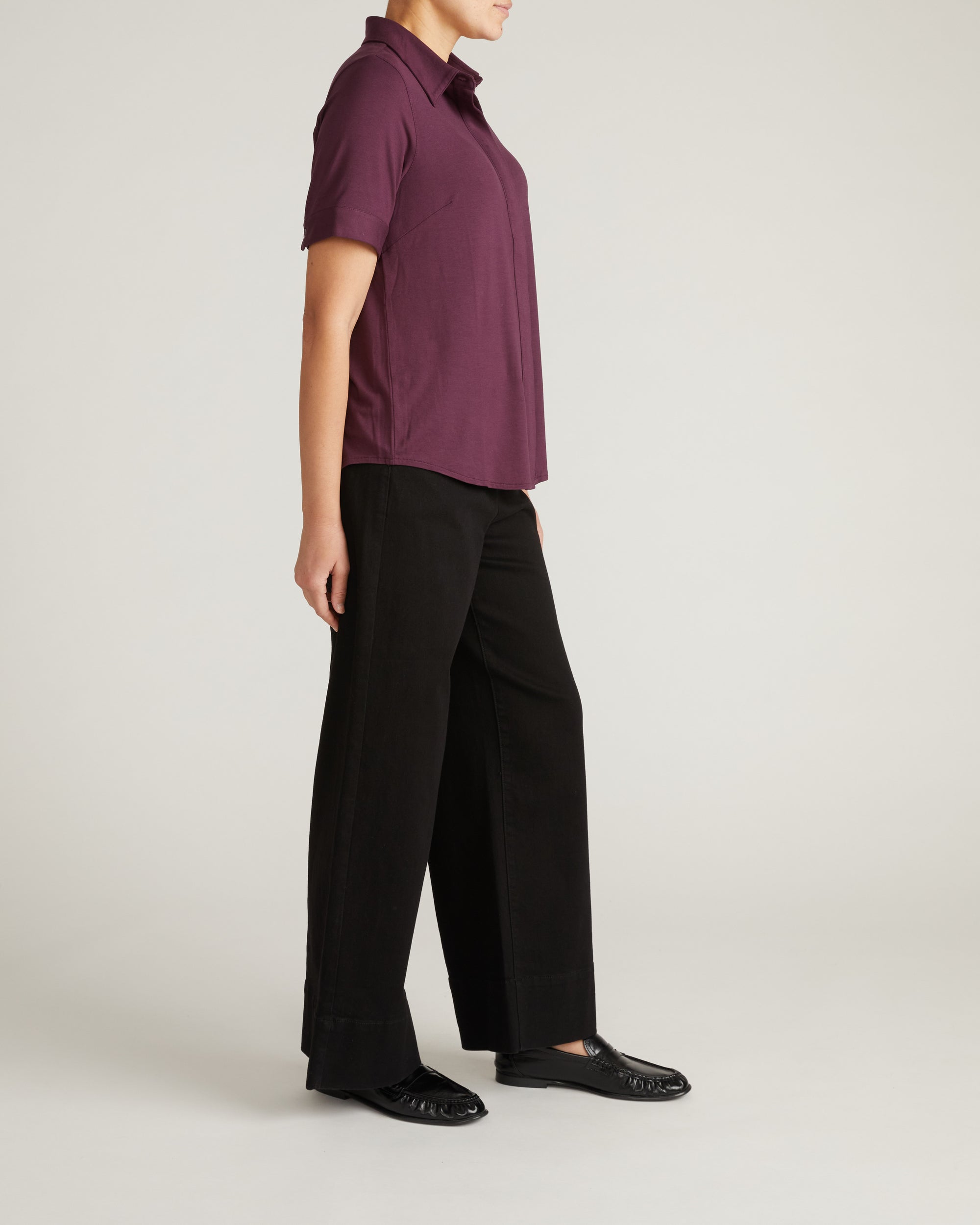 Chelsea Liquid Jersey Short Sleeve Shirt - Acai | Plus Size & Straight Size Women's Fashion | Universal Standard