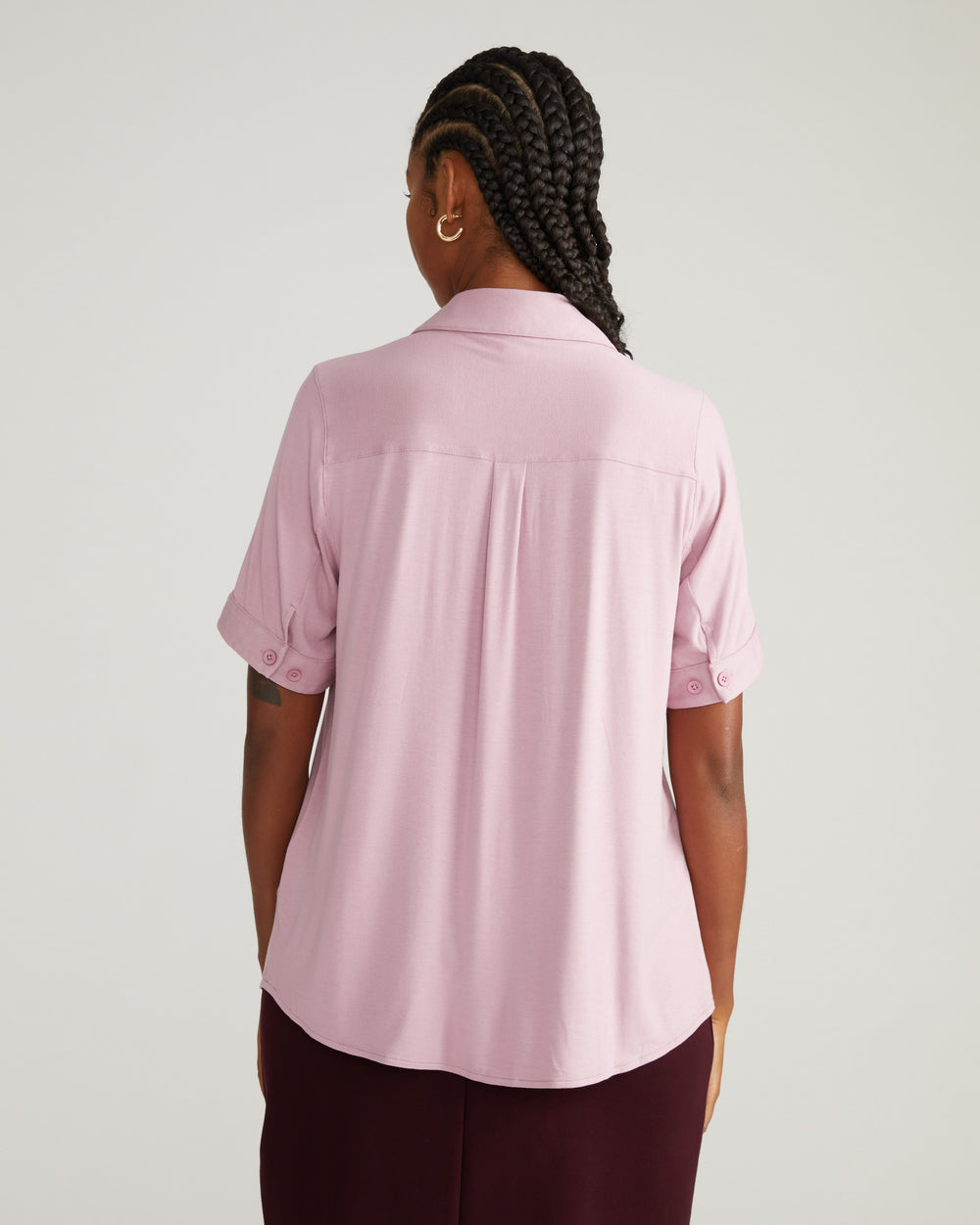 Chelsea Liquid Jersey Short Sleeve Shirt - Pale Mauve
